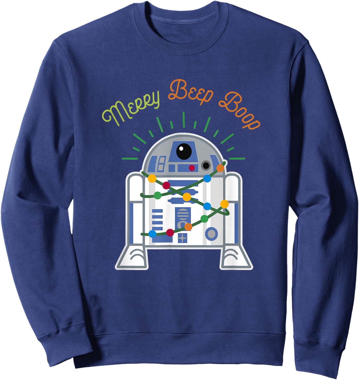 Star Wars Christmas R2-D2 Merry Beep Boop Xmas Lights Logo Sweatshirt - Sweatshirt | Navy