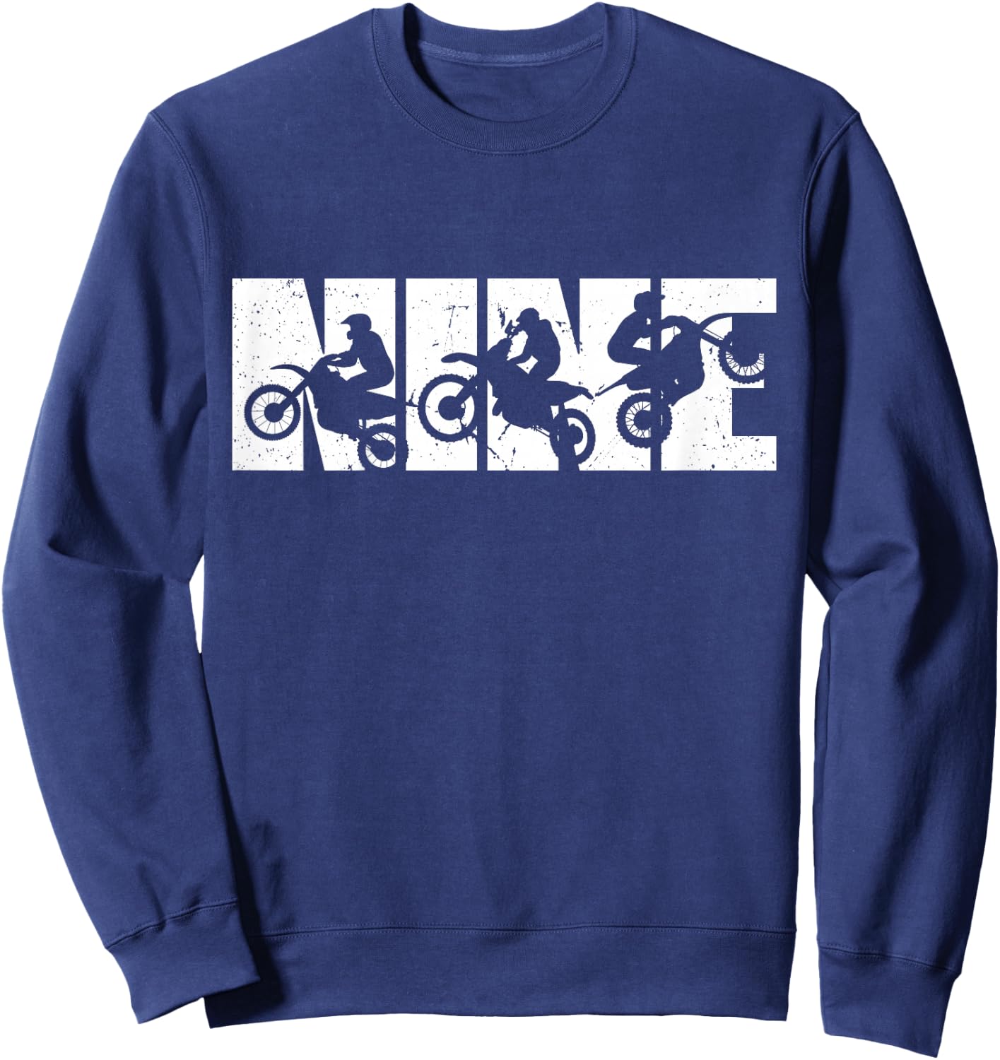 Kids 9th Birthday Retro Motocross Dirt Bike 9 Years Boys Girl Sweatshirt - Sweatshirt | Navy