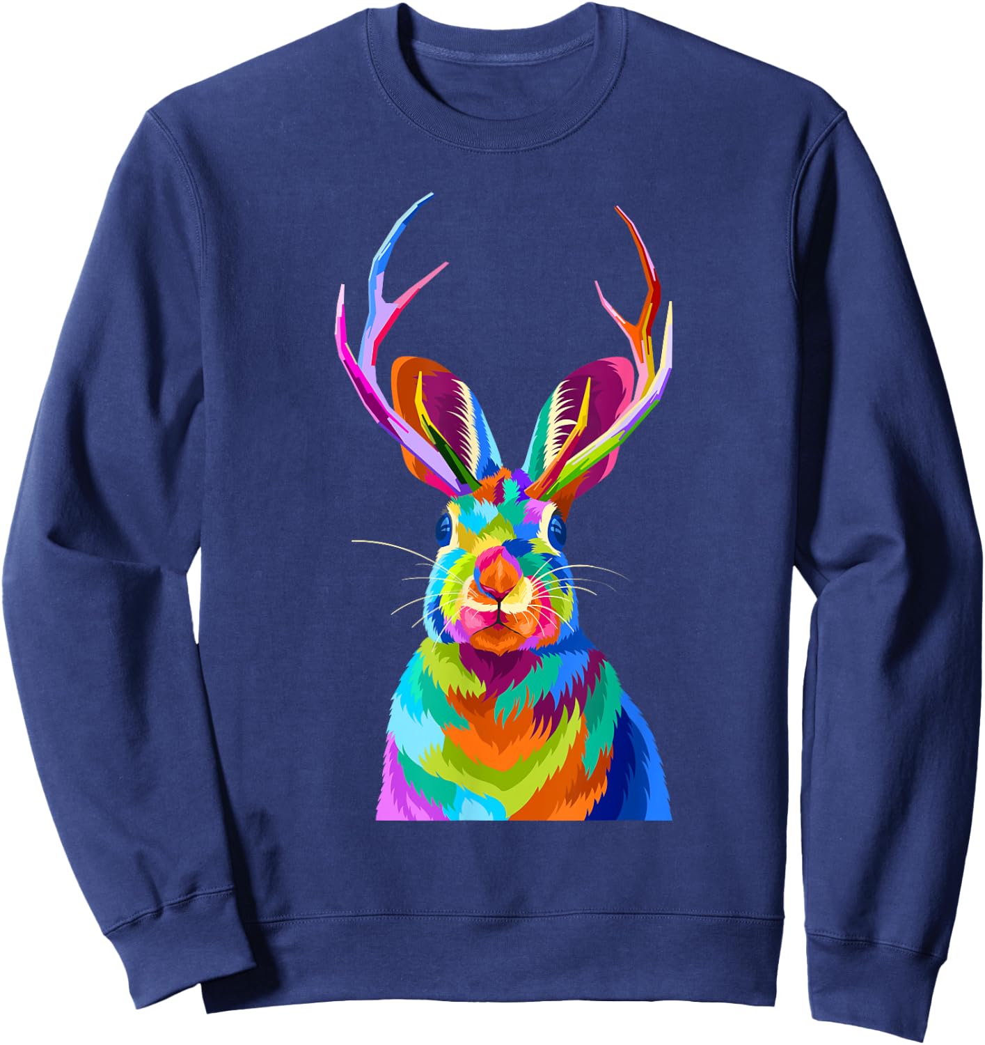 Retro Vintage Jackalope Fun Cute Rabbit Animal Lover Graphic Sweatshirt - Sweatshirt | Navy