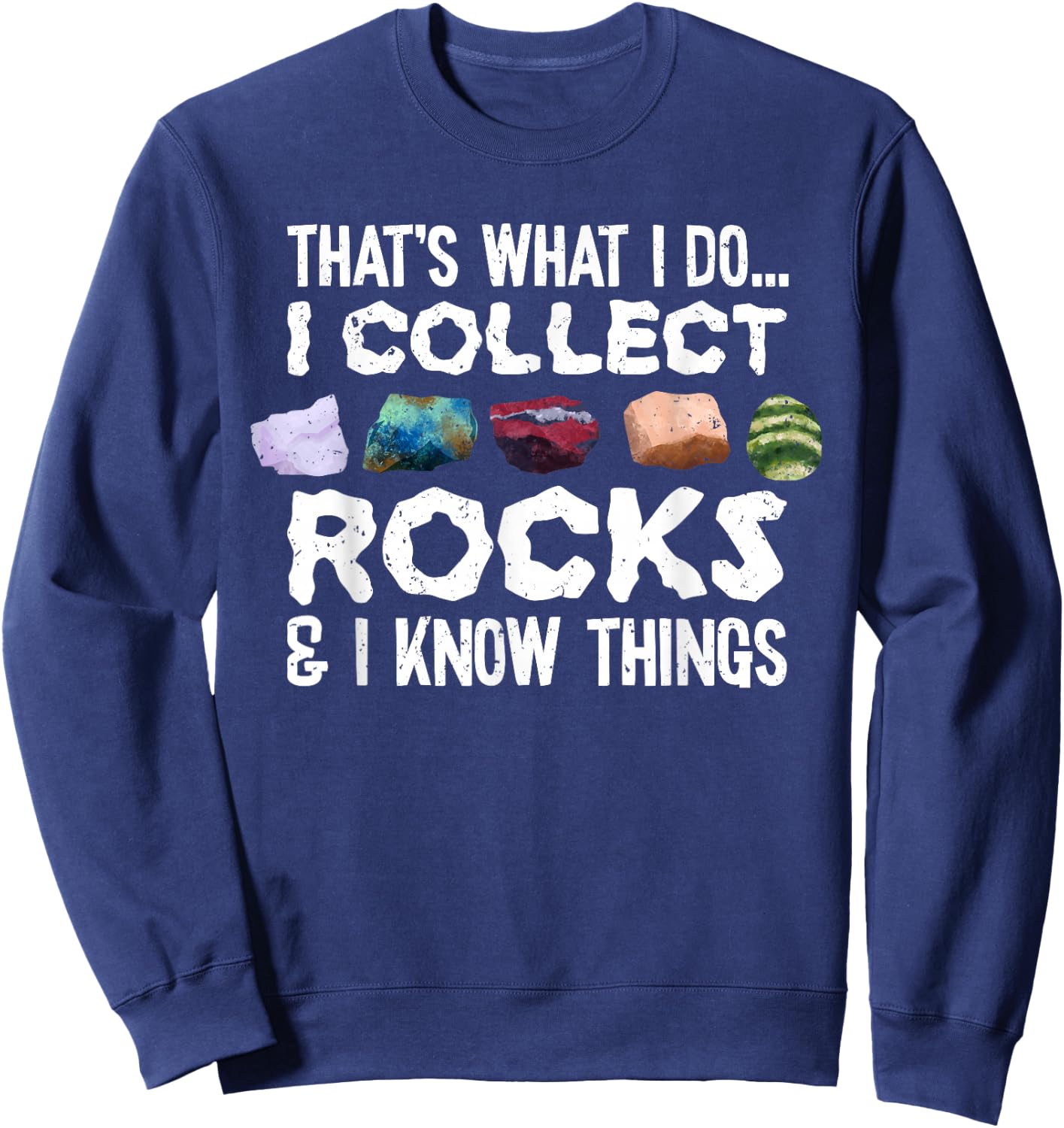 Rock Collector Gifts, Geology Lover Gifts -Adults, Kids Short Sleeve Black Rock Themed Sweatshirt - Sweatshirt | Navy