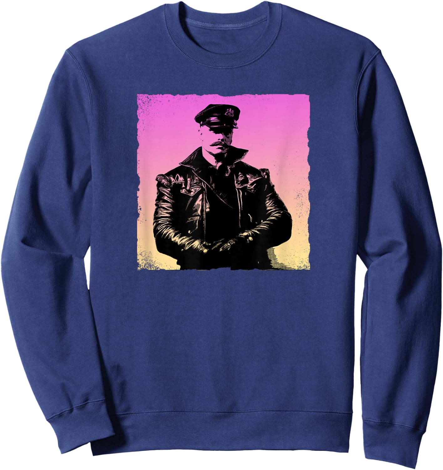 Retro Gay Daddy Leather Gay Biker - Bear Bearded Gay Pride Sweatshirt - Sweatshirt | Navy