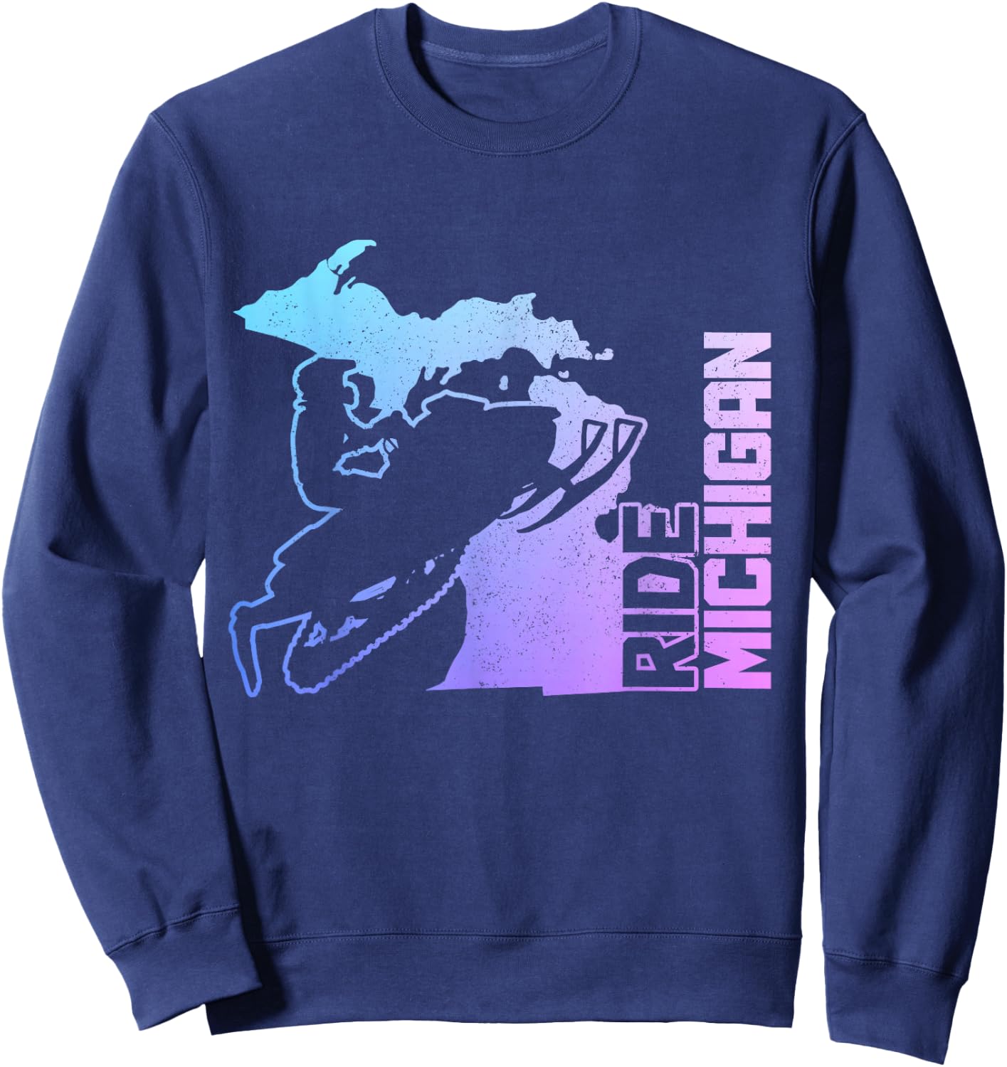 Snowmobile Ride Michigan Snowmobiling Motor Sled Vintage Sweatshirt - Sweatshirt | Navy