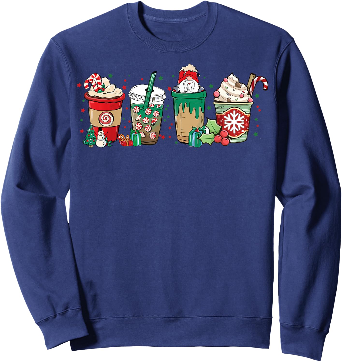 Winter Coffee Merry Christmas Iced Latte Xmas Drinks Holiday Sweatshirt - Sweatshirt | Navy