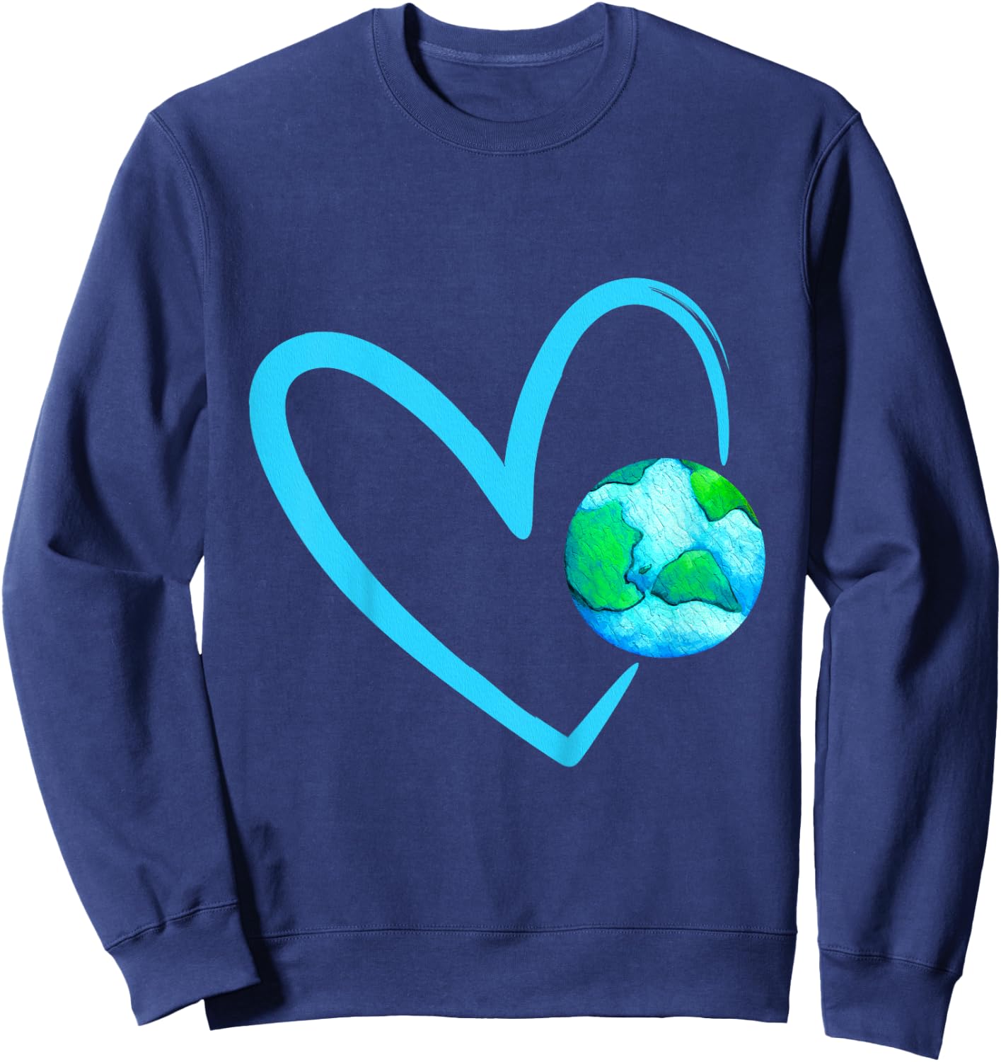Girls Earth Day with Heart Cute Happy Earth Day 2023 Kids Sweatshirt - Sweatshirt | Navy