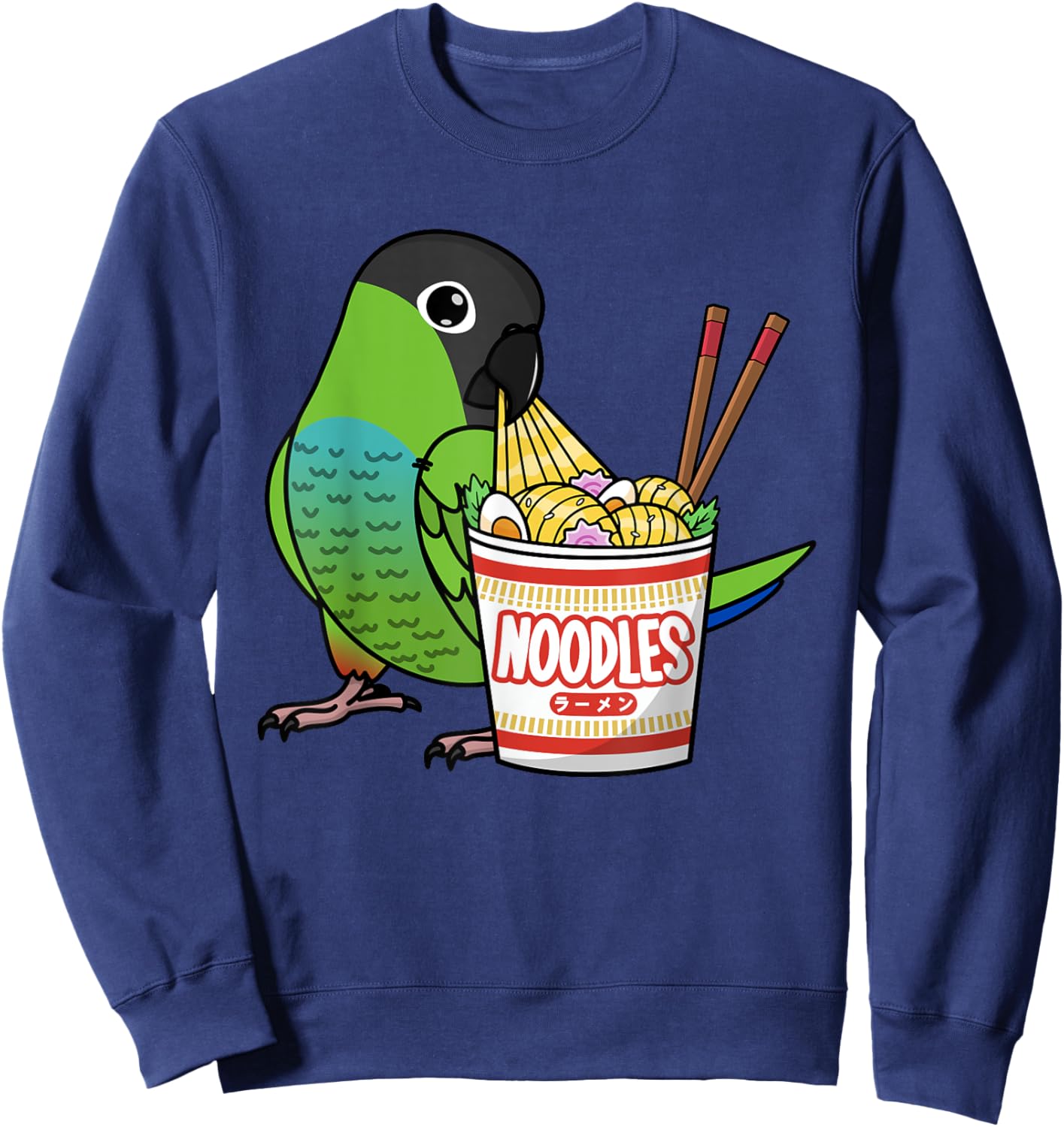 Kawaii Ramen Noodles Parrot I Nanday Conure Sweatshirt - Sweatshirt | Navy
