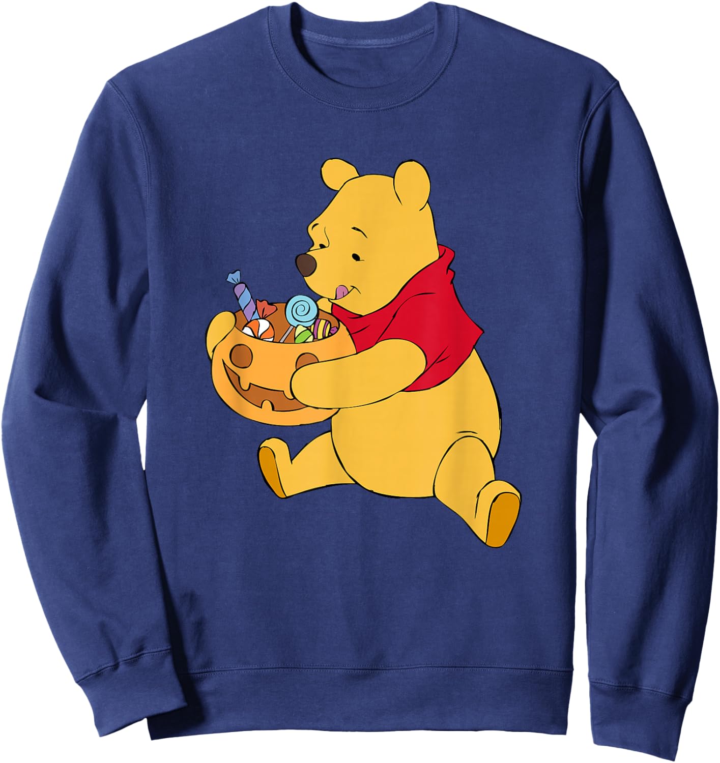 Disney Winnie The Pooh Halloween Pumpkin Candy Bowl Sweatshirt - Sweatshirt | Navy