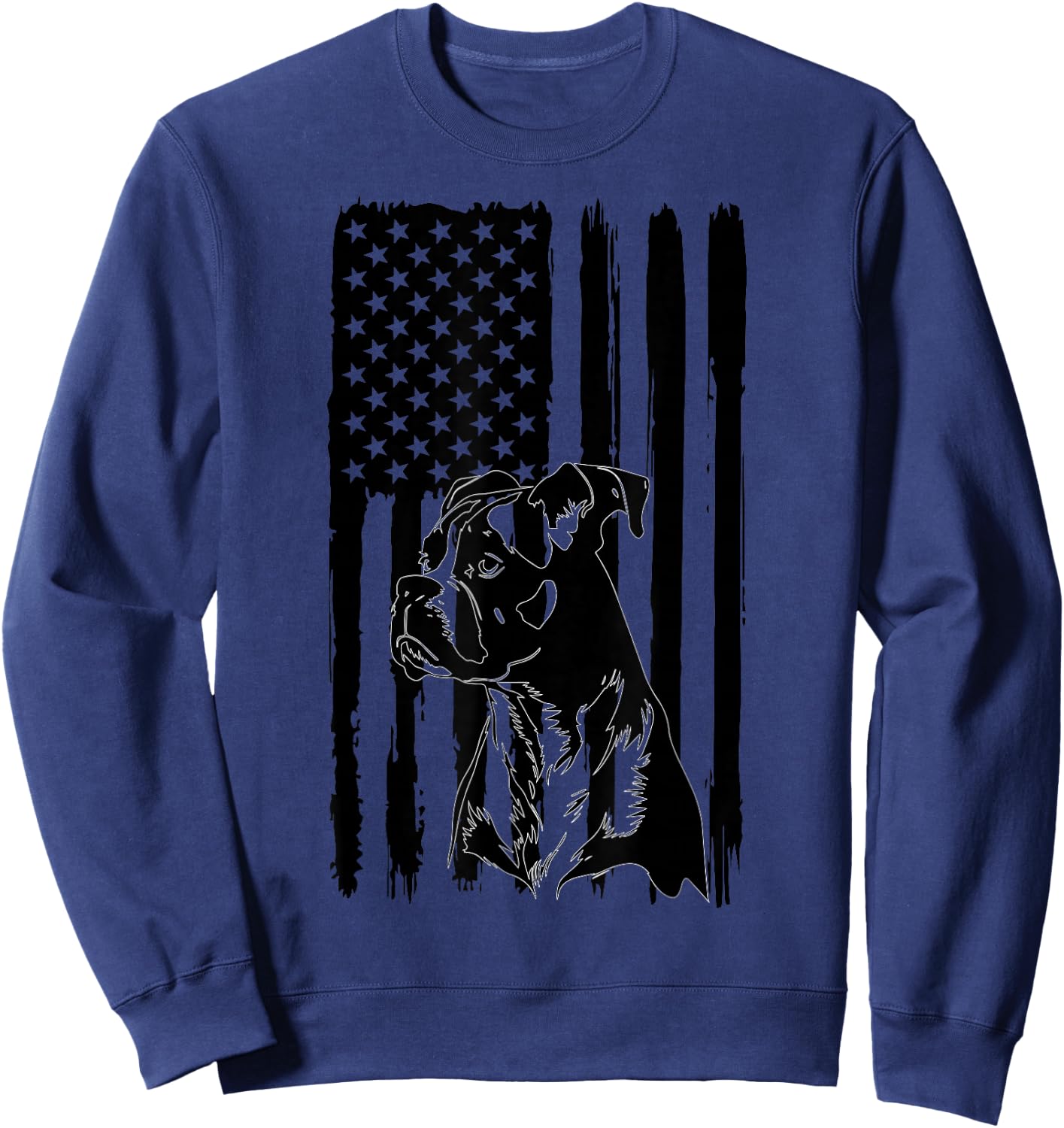 American Flag USA Patriot Boxer Dog dad Sweatshirt - Sweatshirt | Navy