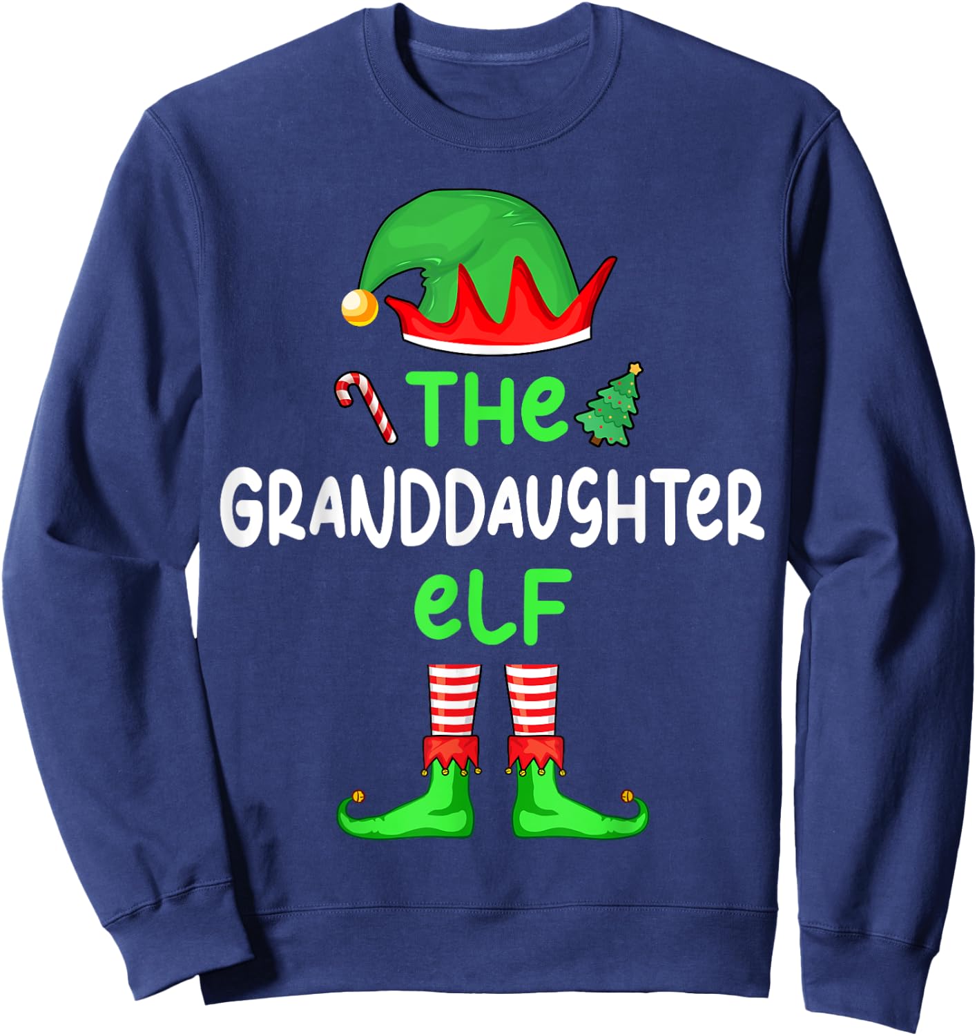 I'm The Granddaughter Elf Christmas Family Matching Pajama Sweatshirt - Sweatshirt | Navy