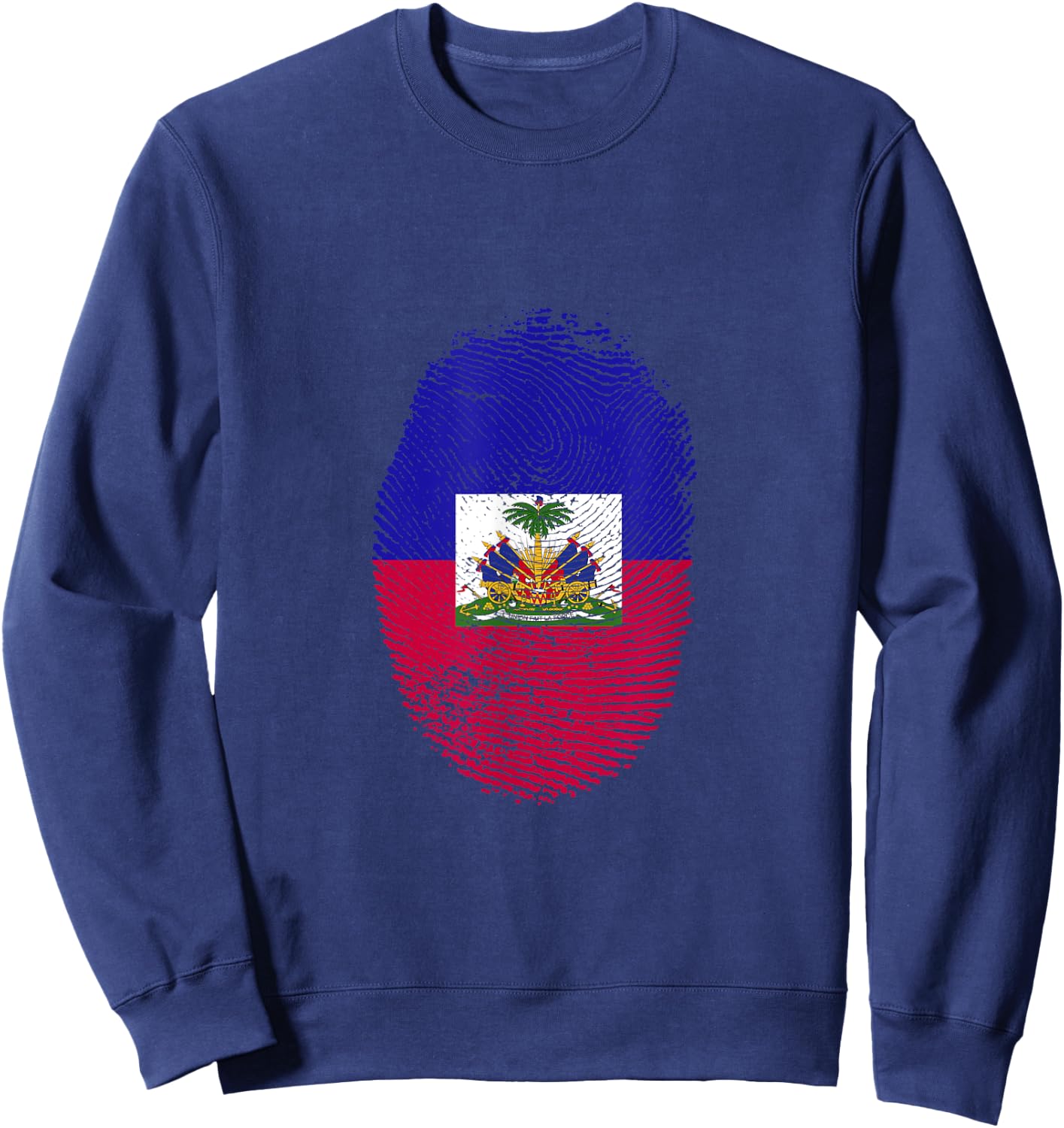 Haiti Flag Fingerprint Proud Haitians Men Women Kids DNA Sweatshirt - Sweatshirt | Navy