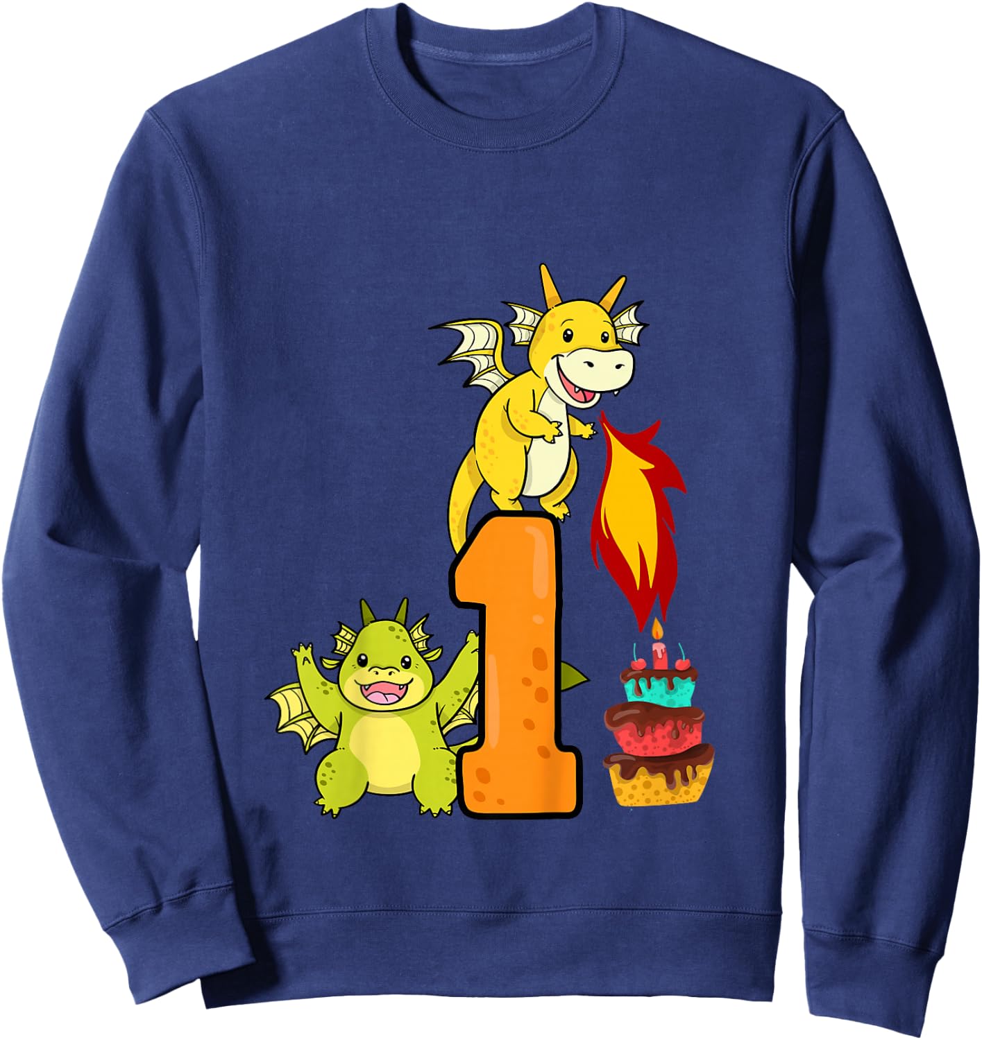 1st Birthday Boy Girl Dragon Outfit Sweatshirt - Sweatshirt | Navy