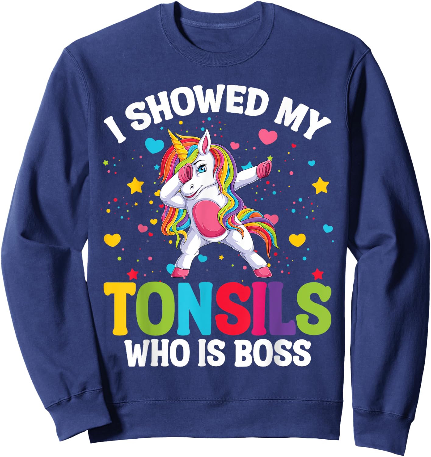 Tonsillectomy Recovery Kids Unicorn Tonsil Removal Surgery Sweatshirt - Sweatshirt | Navy