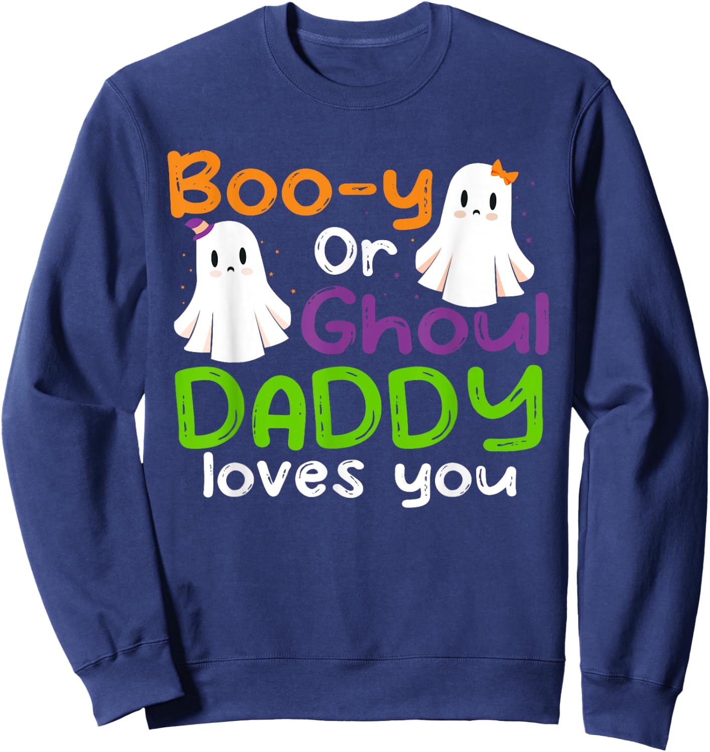 Halloween Booy Or Ghoul Daddy Gender Reveal baby shower Sweatshirt - Sweatshirt | Navy