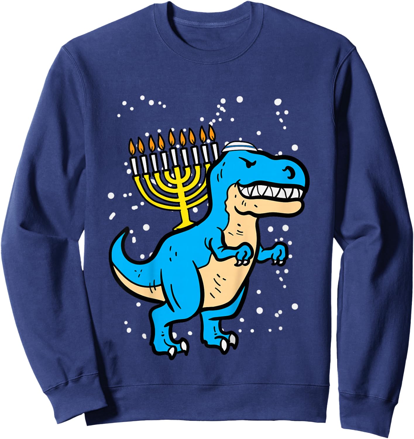 Kids Hanukkah Dino Menorah Chanukah Trex Toddler Boys Kids Youth Sweatshirt - Sweatshirt | Navy