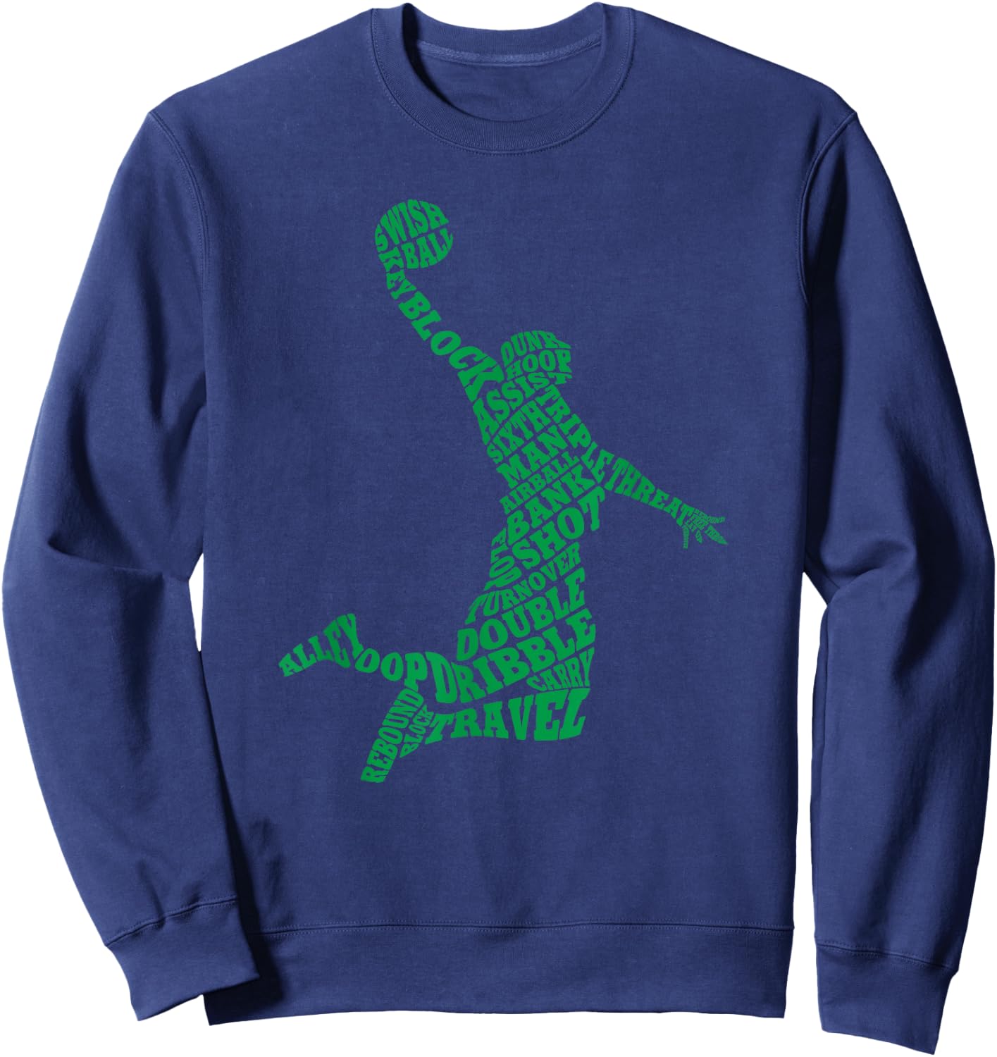 Basketball Player Typography Word Art Sweatshirt - Sweatshirt | Navy