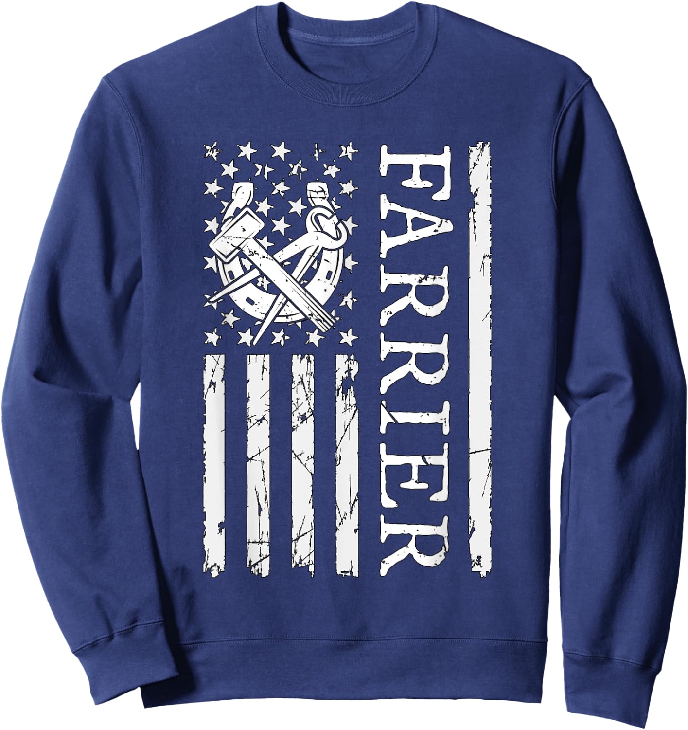 Farrier Flag Loves Blacksmithing Metalworker Forging Farrier Sweatshirt - Sweatshirt | Navy