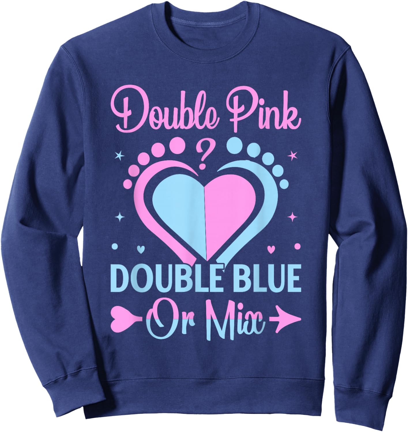 Double Pink Double Blue Mix Twin Gender Announcement Reveal Sweatshirt - Sweatshirt | Navy