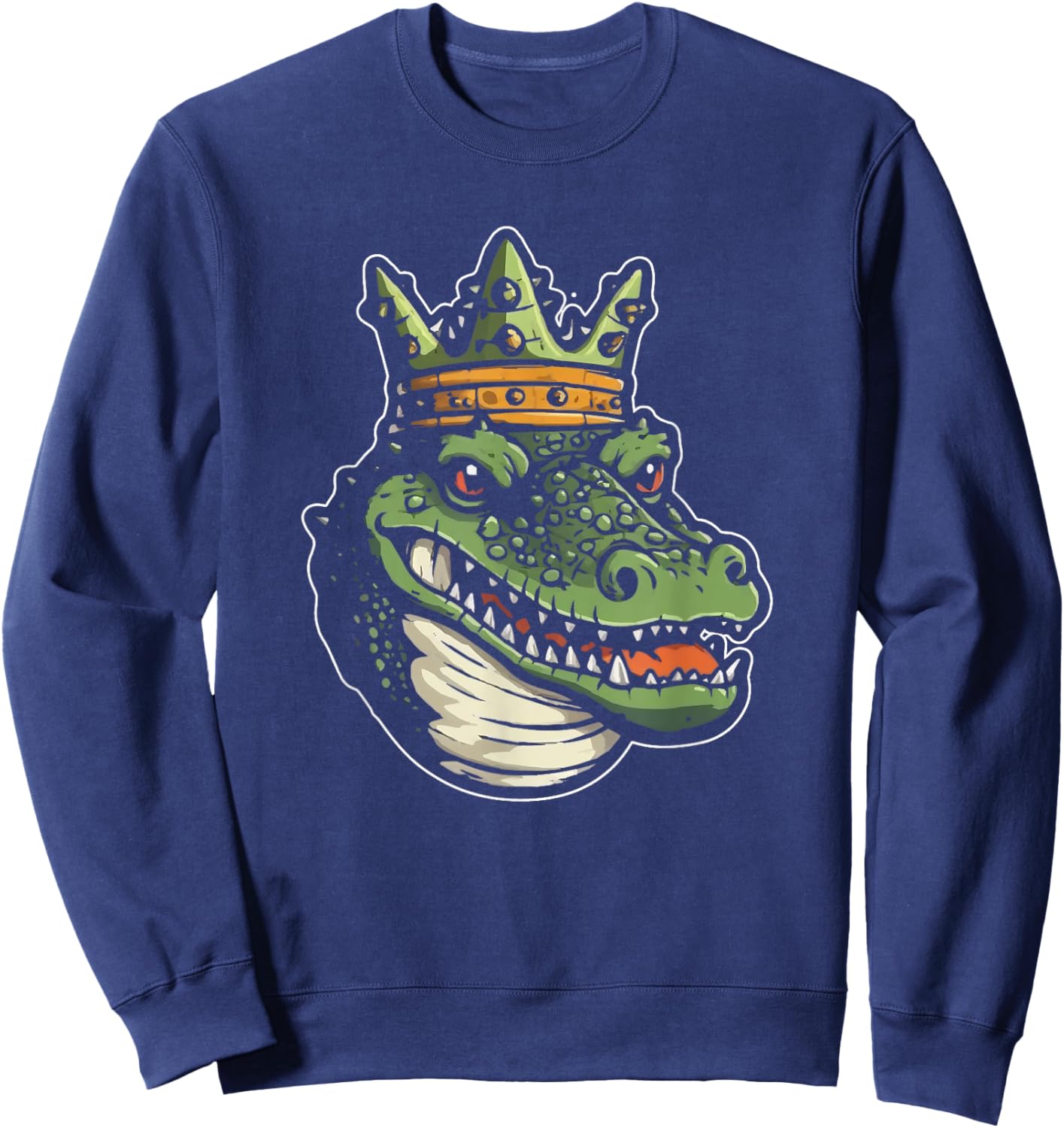 Alligator Crown Cute Crocodile Wildlife Animal King Sweatshirt - Sweatshirt | Navy