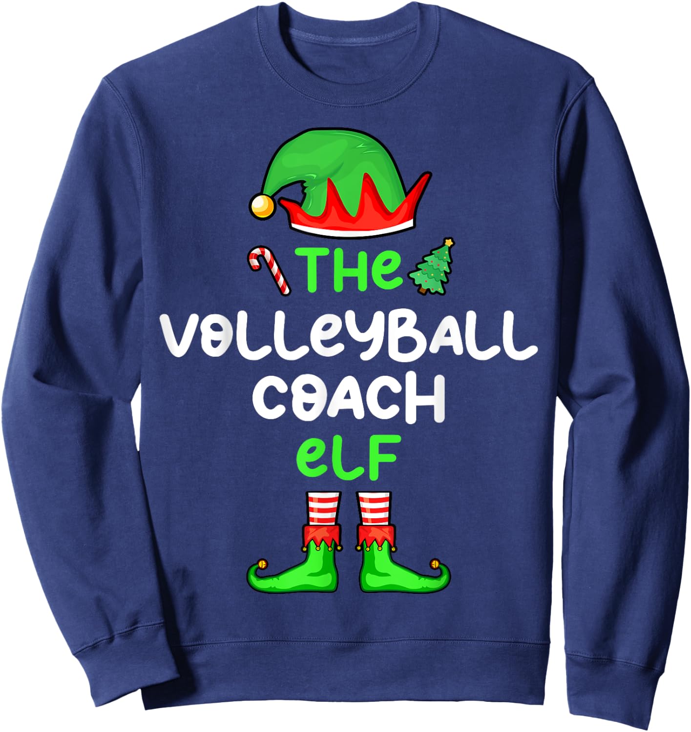 I'm The Volleyball Coach Elf Christmas Matching Pajama Sweatshirt - Sweatshirt | Navy