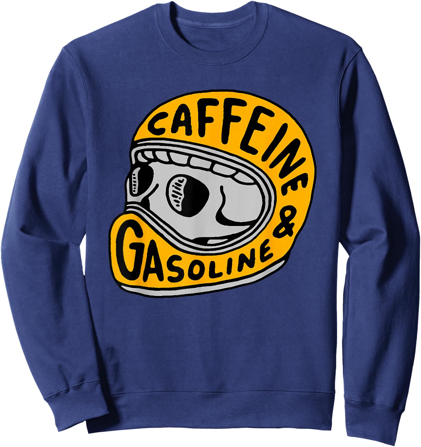 Caffeine and Gasoline Black Motorcycle Themed , -Adults, Small Sweatshirt - Sweatshirt | Navy