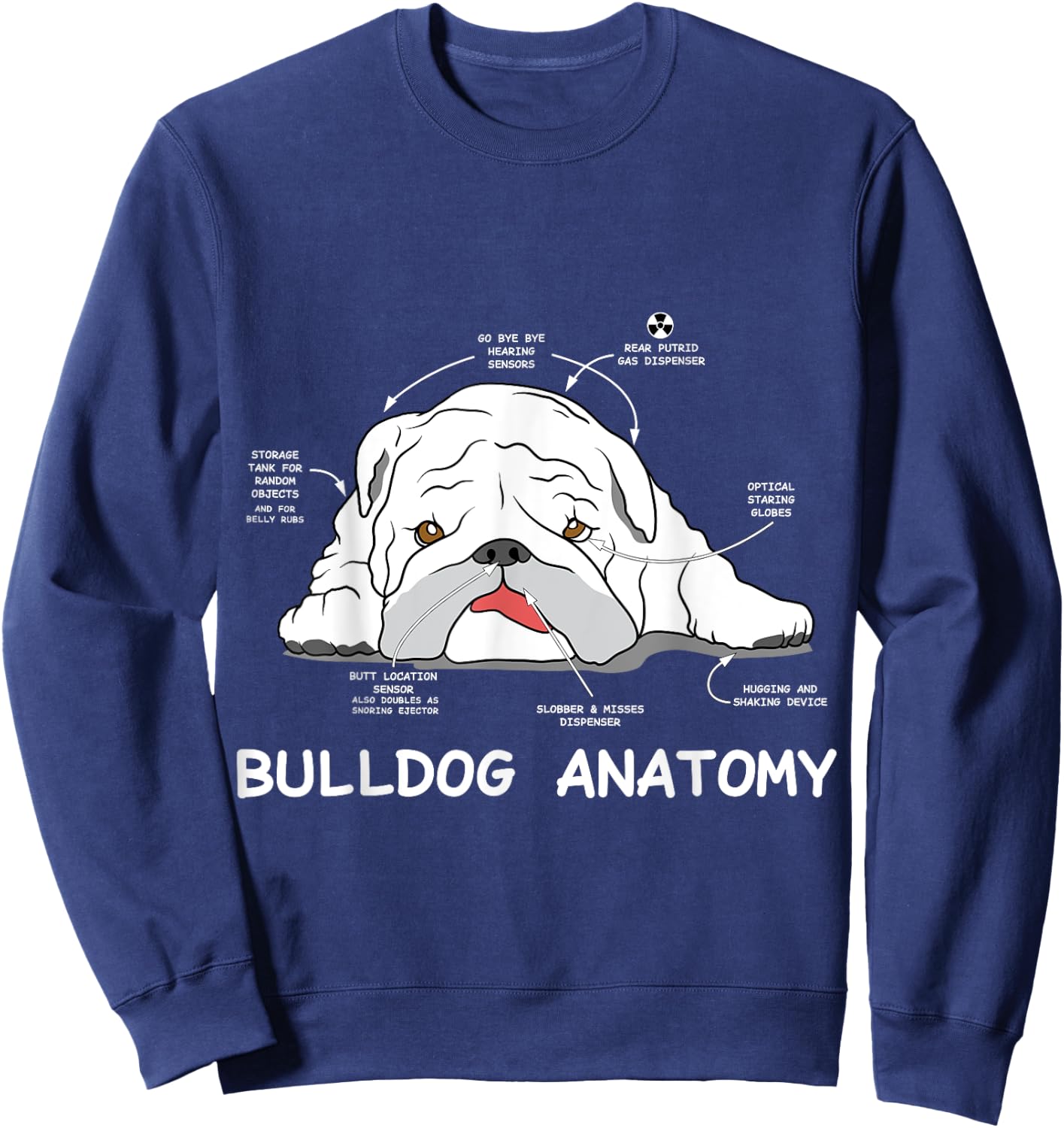 English Bulldog Anatomy Bully Dog Pet Owners Men Women Kids Sweatshirt - Sweatshirt | Navy