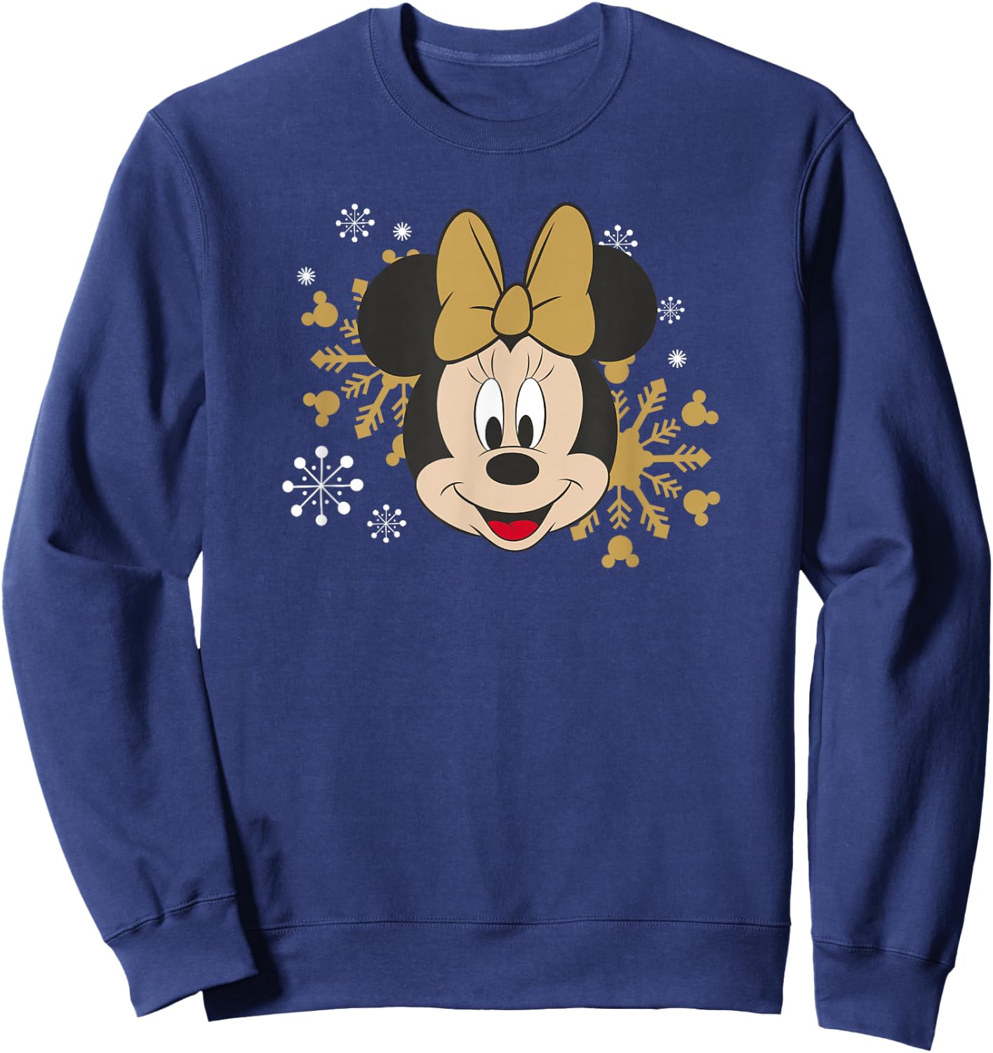Disney Minnie Mouse Christmas Holiday Golden Snowflake Sweatshirt - Sweatshirt | Navy