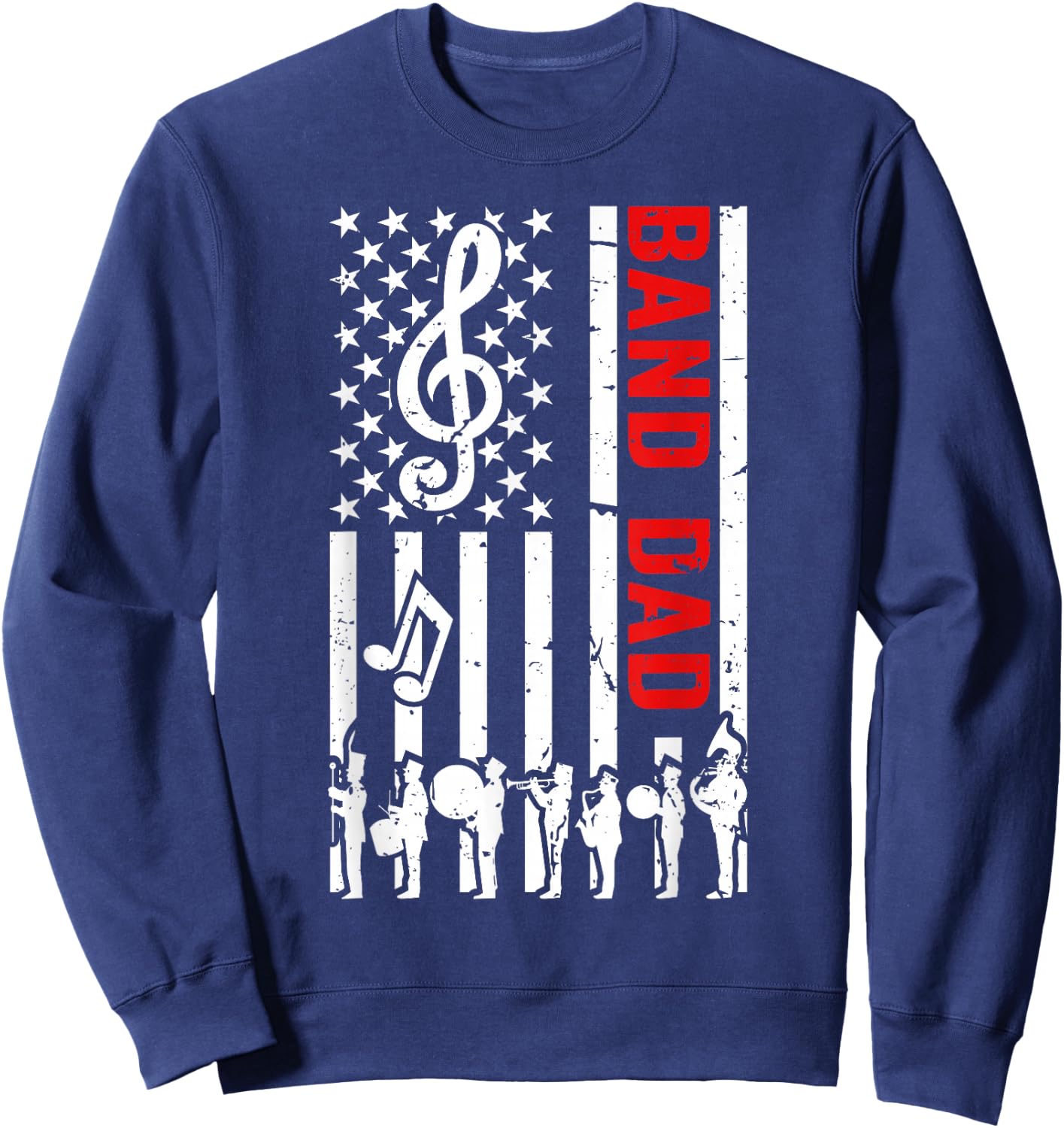 Band Dad American Flag Marching Band Dad Sweatshirt - Sweatshirt | Navy