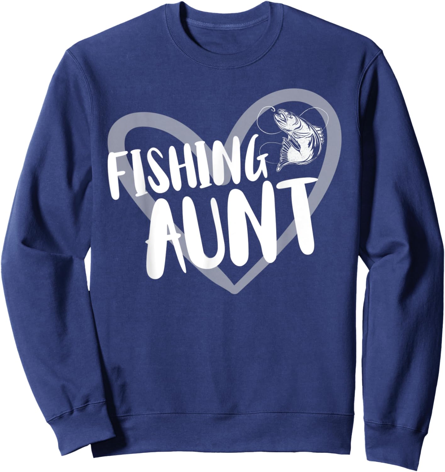 Funny Fishing Aunt Heart Sweatshirt - Sweatshirt | Navy
