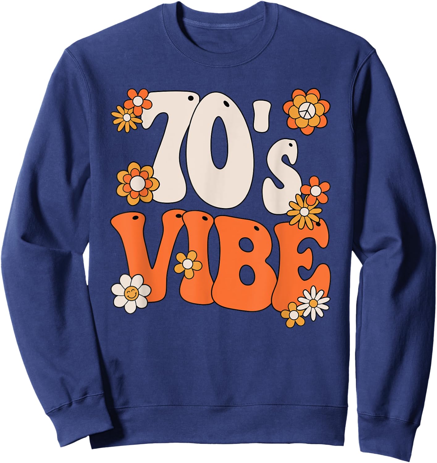 70s Vibe Costume 70s Party Outfit Groovy Hippie Peace Retro Sweatshirt - Sweatshirt | Navy