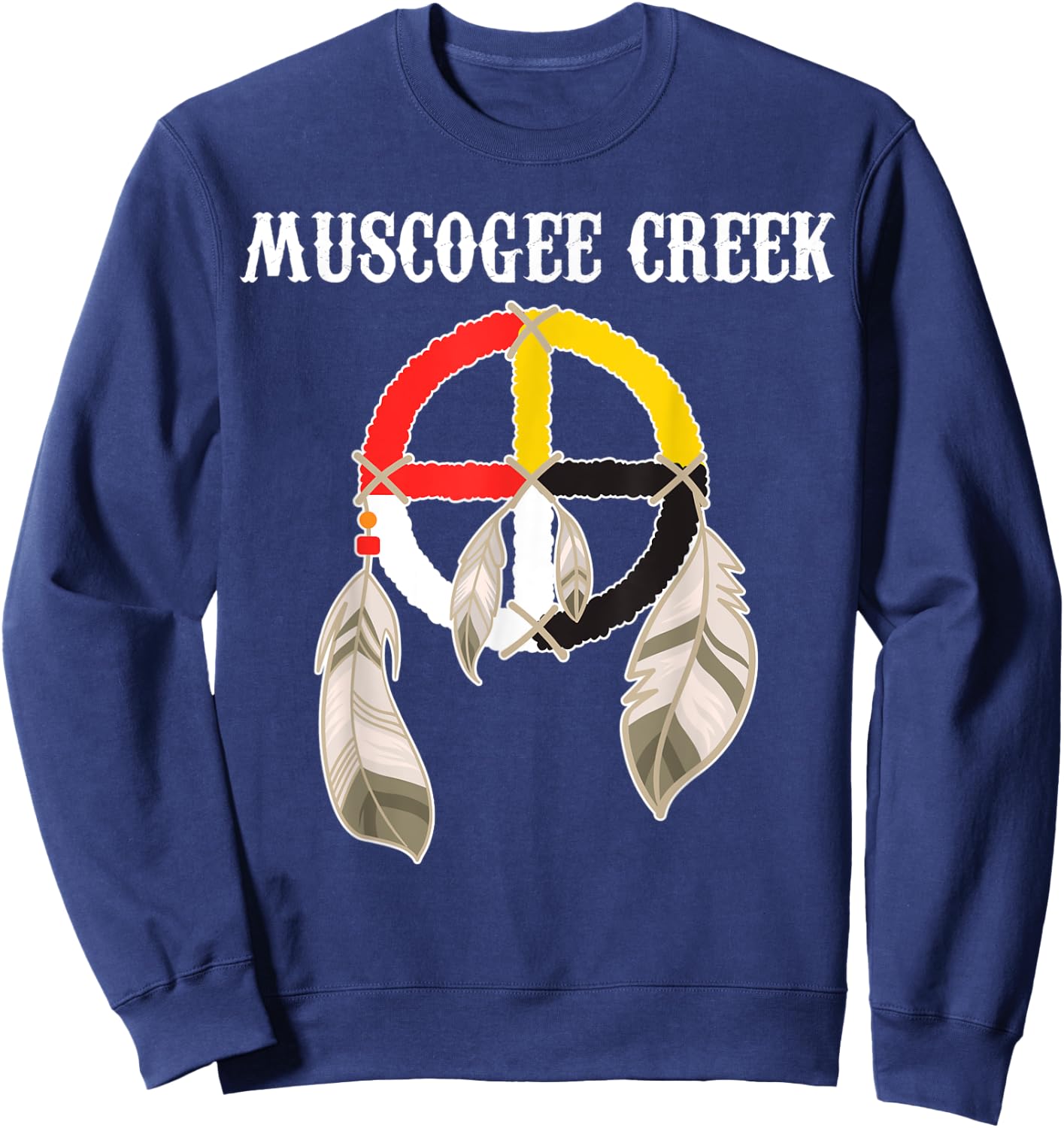 Mvskoke Creek Muskogee Native American Medicine Wheel Sweatshirt - Sweatshirt | Navy