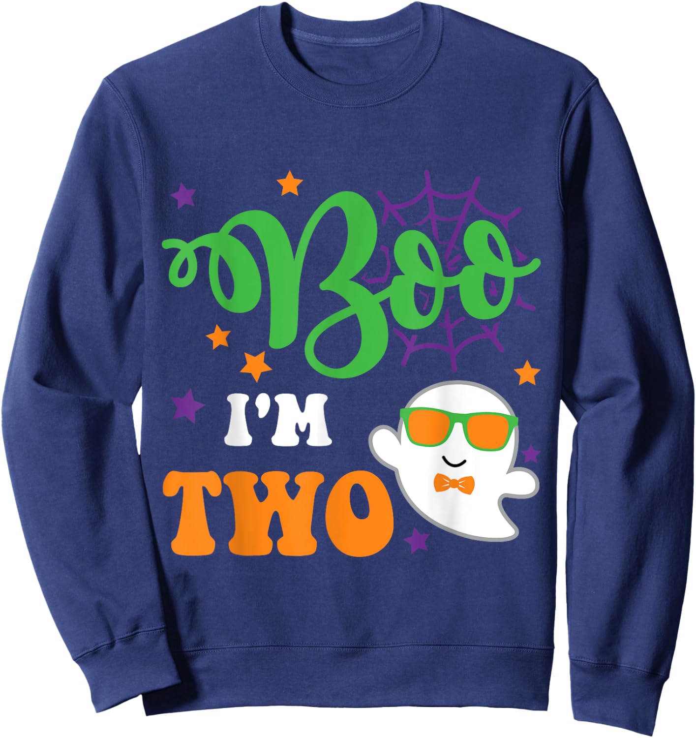Boo I'm 2 Two Yr 2nd Birthday ghost halloween costume kids Sweatshirt - Sweatshirt | Navy