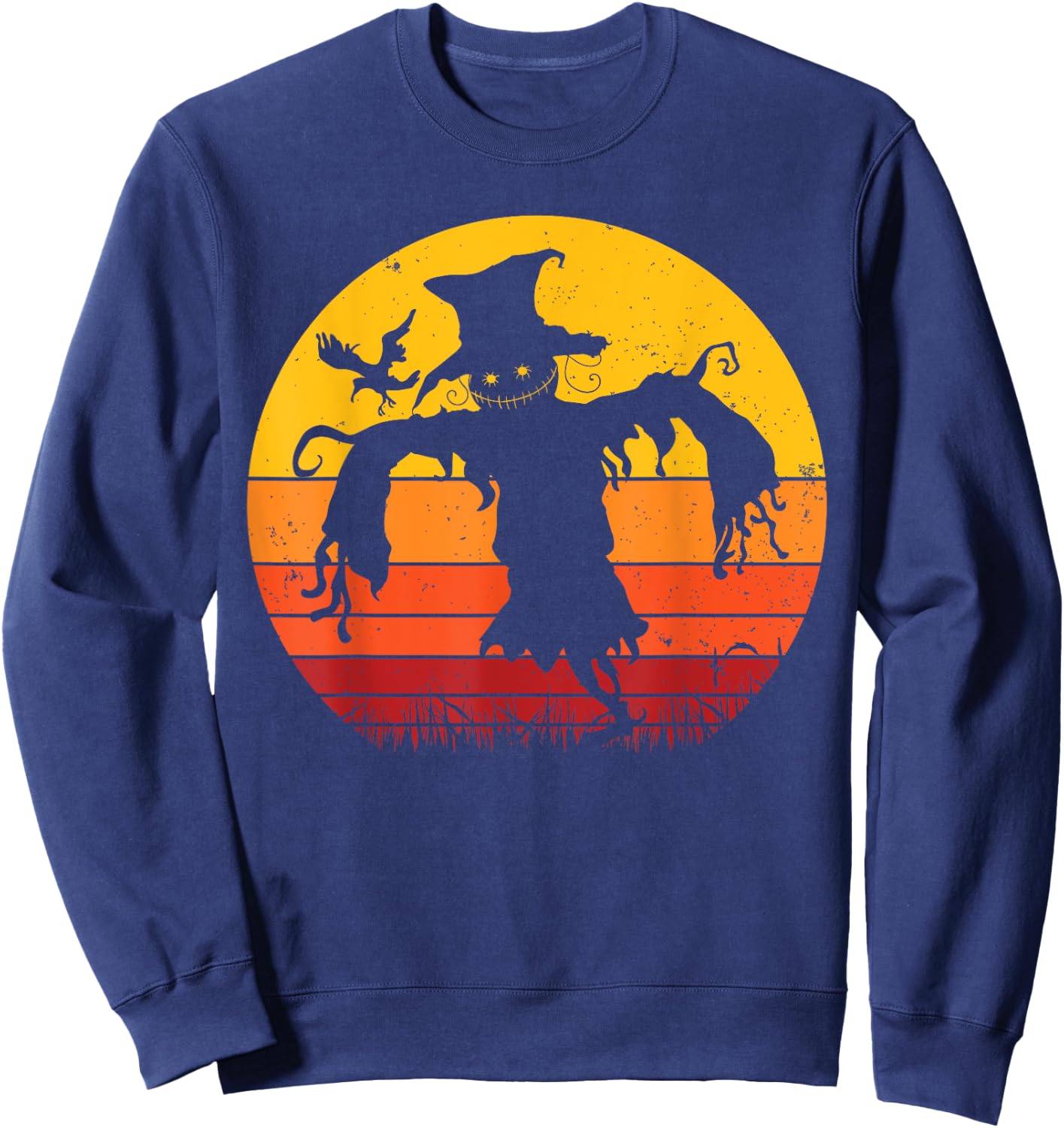 Vintage Scarecrow Shirt Halloween Costume Retro Scarecrow Sweatshirt - Sweatshirt | Navy