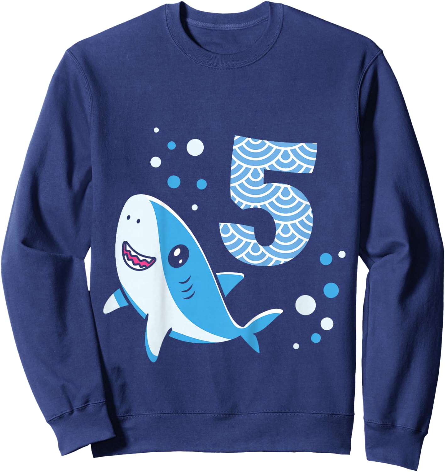 5th Birthday Boys Shark 5 years Old Ocean Shark B-day Sweatshirt - Sweatshirt | Navy