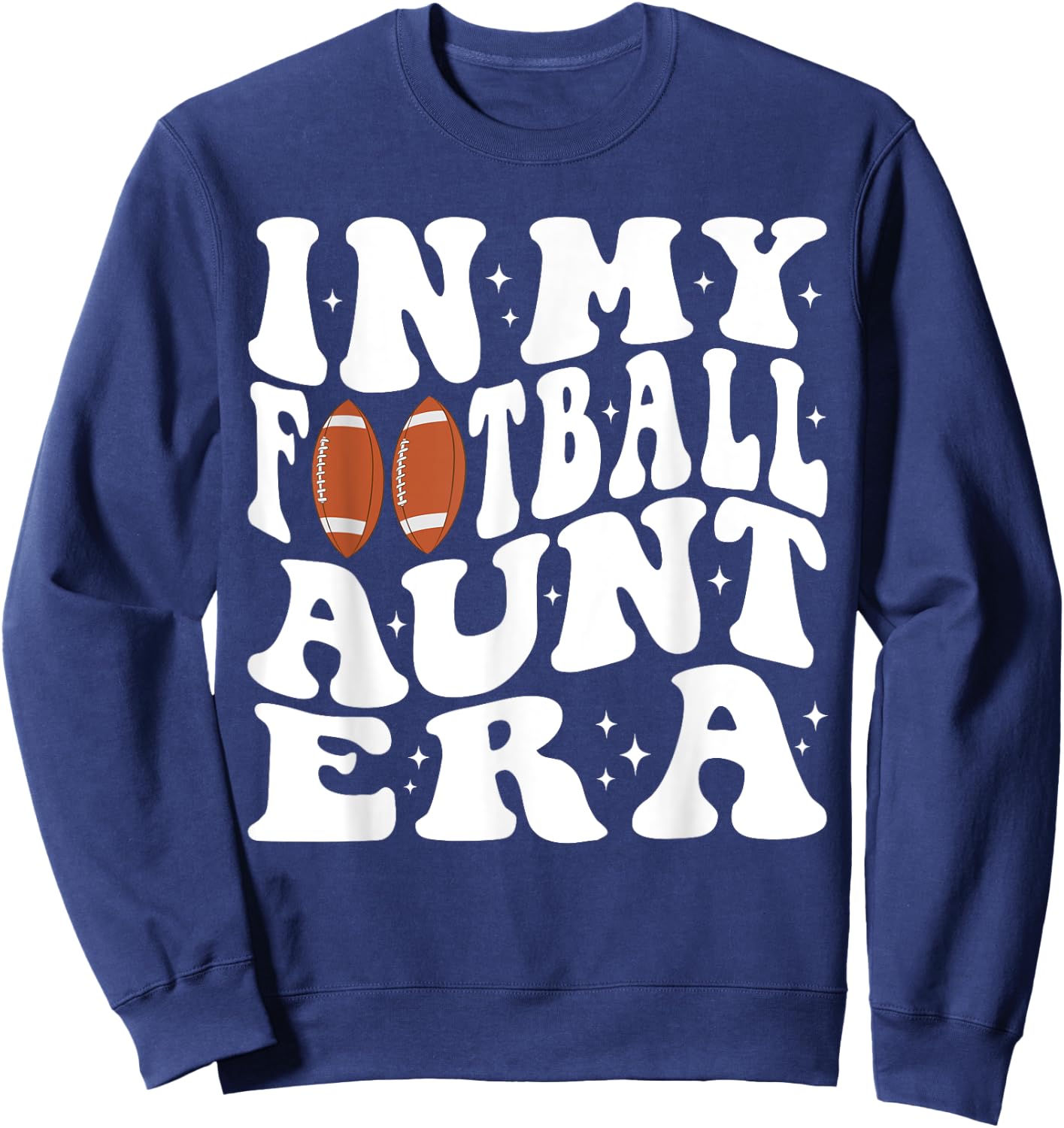 In My Football Aunt Era Groovy Football Auntie Christmas Sweatshirt - Sweatshirt | Navy