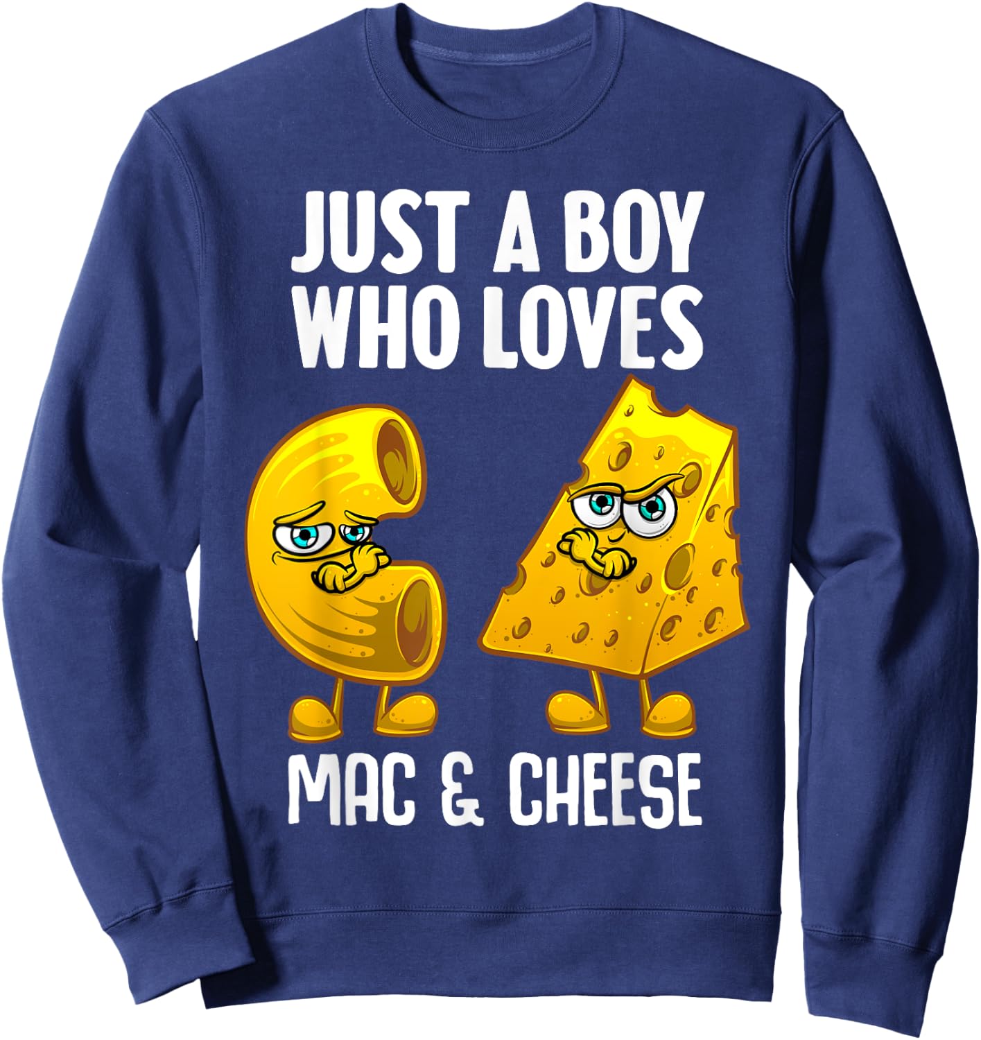 Funny Mac And Cheese Design For Boys Men Macaroni Cheese , Black Sweatshirt - Sweatshirt | Navy