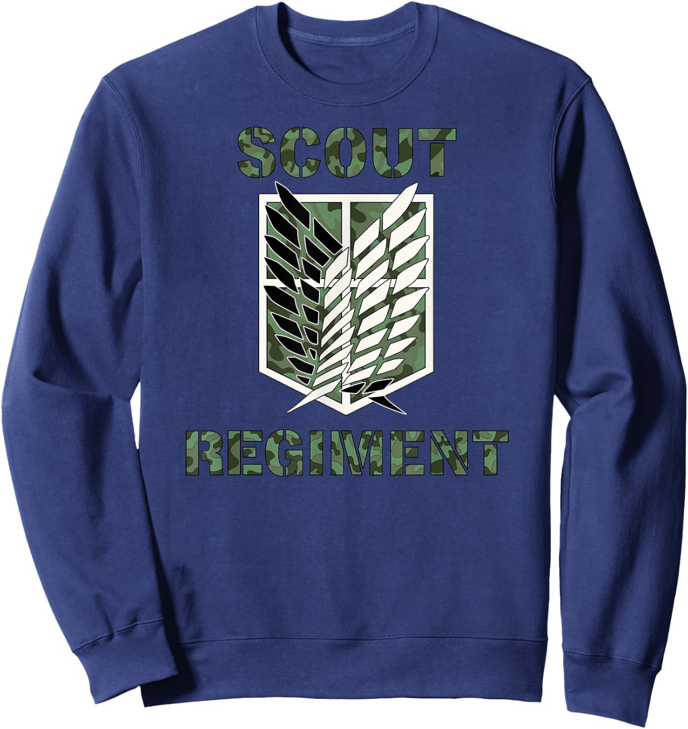 Attack on Titan Season 2 Scout Regiment Camo Print Anime Sweatshirt - Sweatshirt | Navy