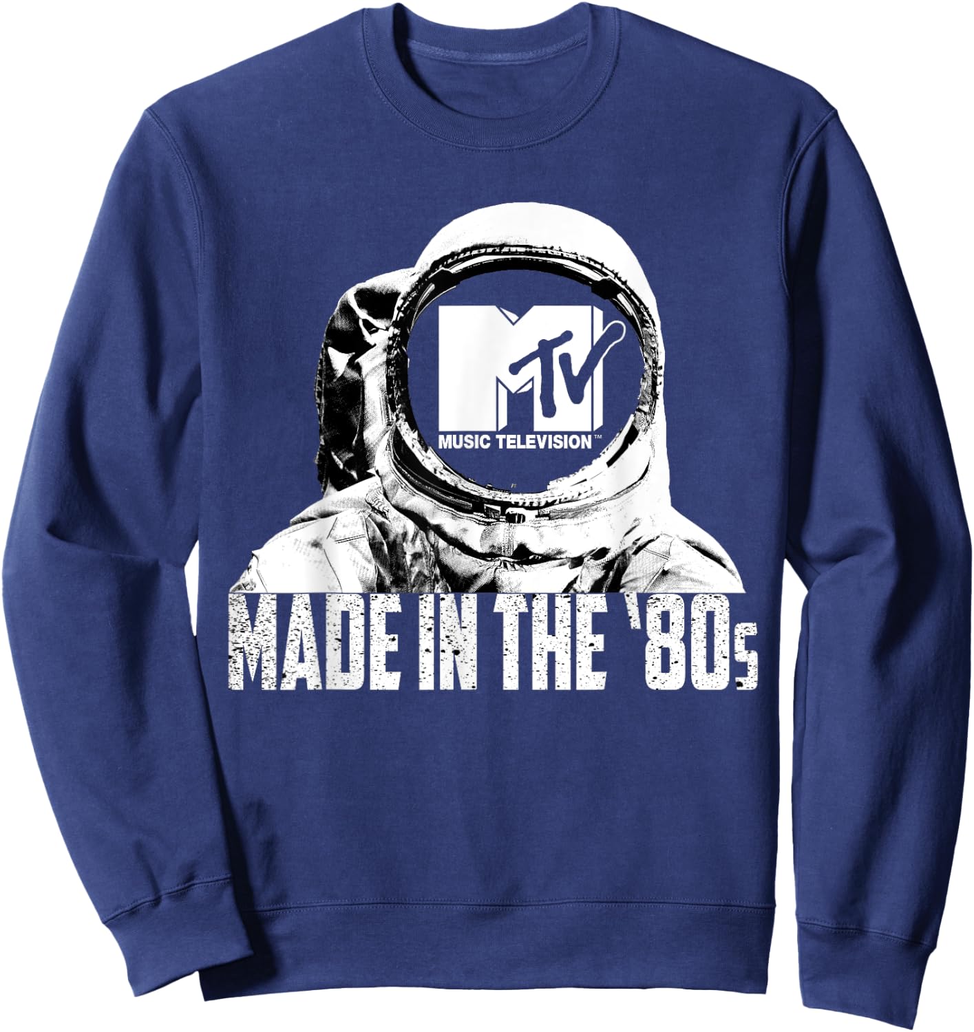 Mademark x MTV - MTV Astronaut in Space Made in the 80s Retro MTV Logo Sweatshirt - Sweatshirt | Navy