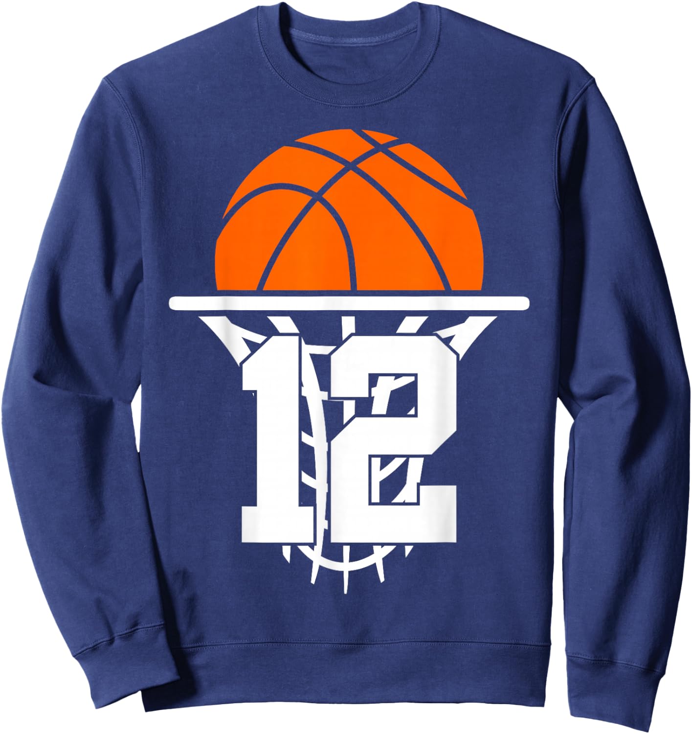 12 Years Basketball 12th Birthday Sweatshirt - Sweatshirt | Navy