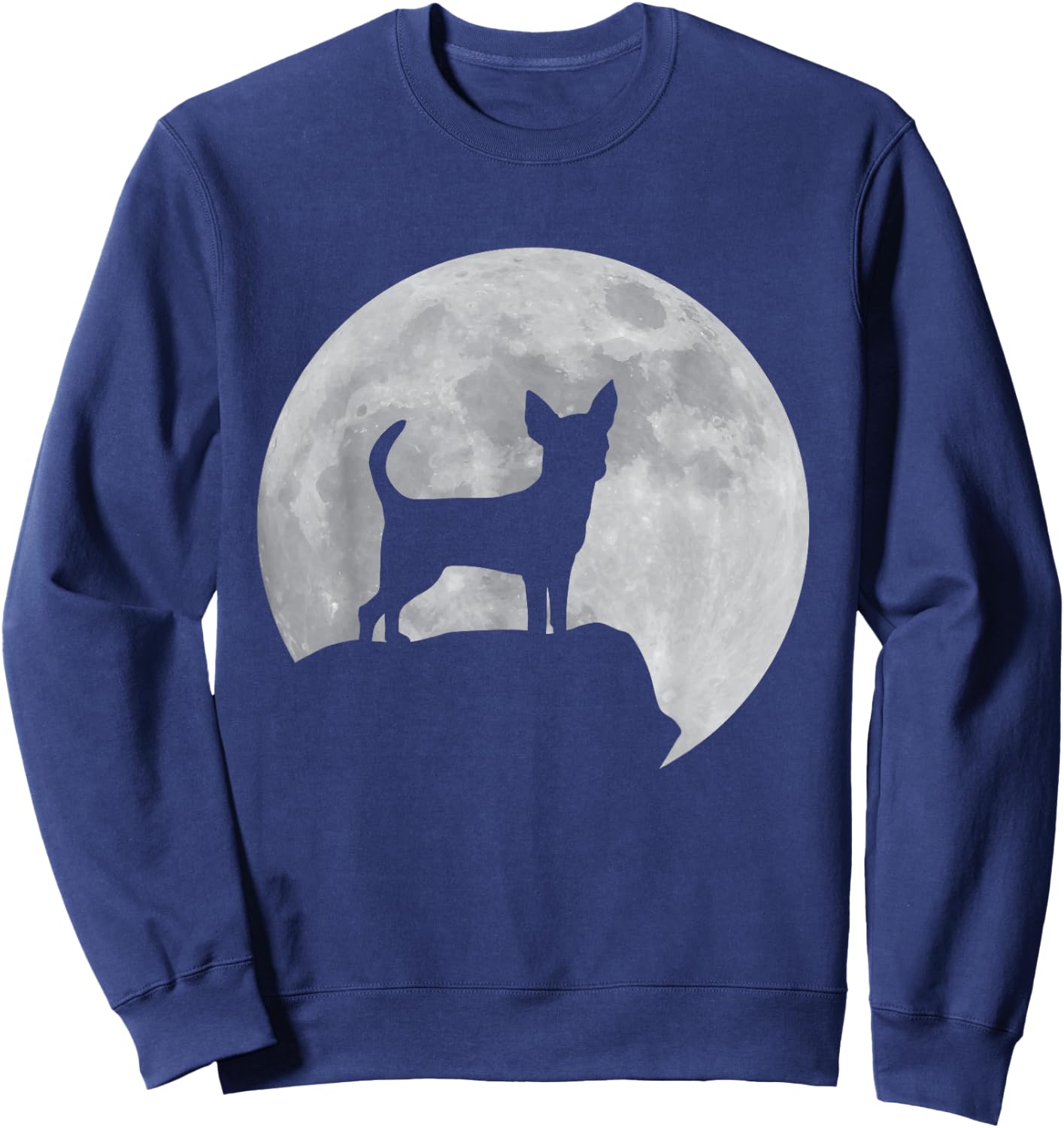 Moon And Dog Silhouette - Chihuahua Sweatshirt - Sweatshirt | Navy
