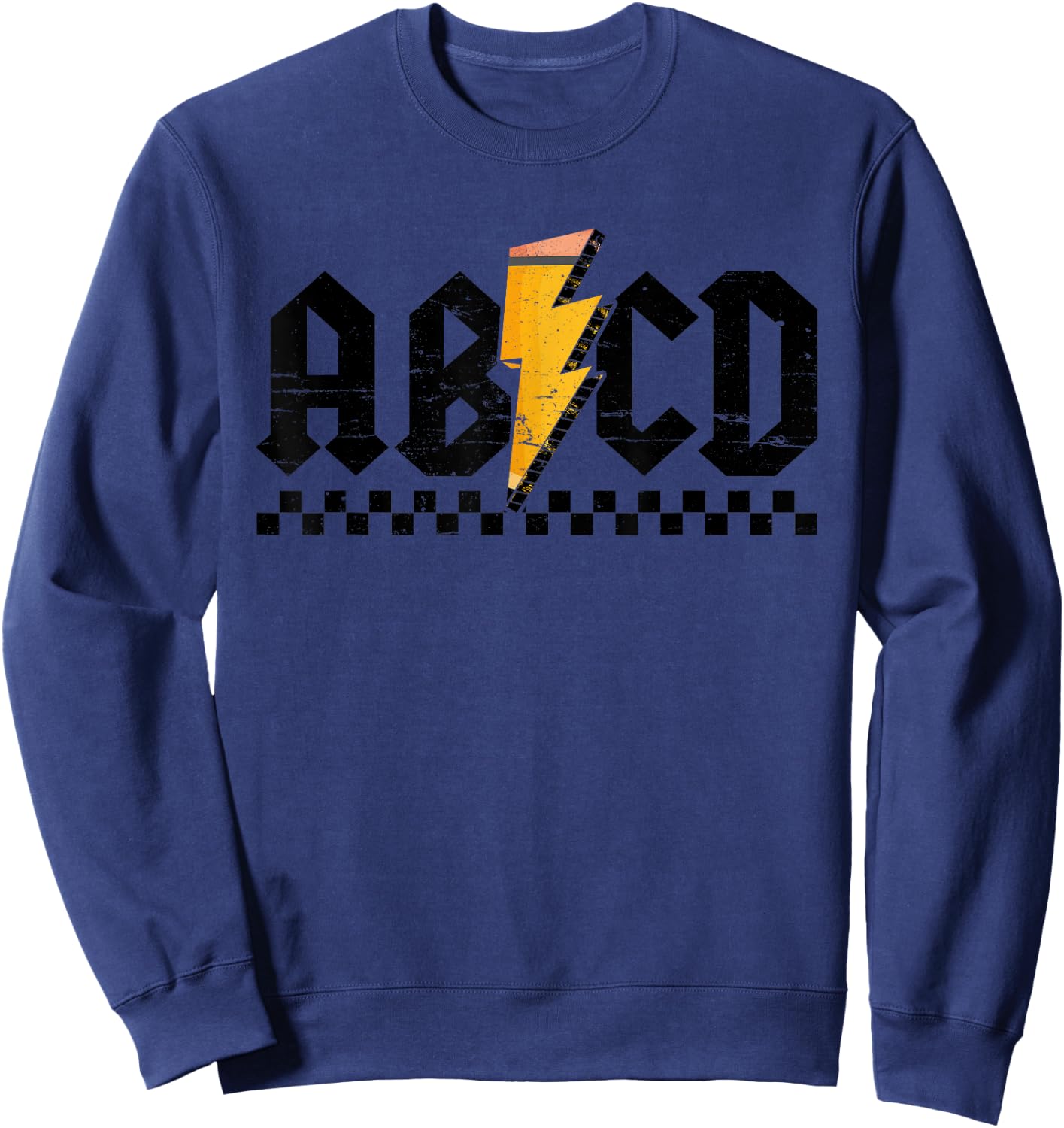 Lightning Pencil Rock'n Roll ABCD Teacher Back To School Kid Sweatshirt - Sweatshirt | Navy