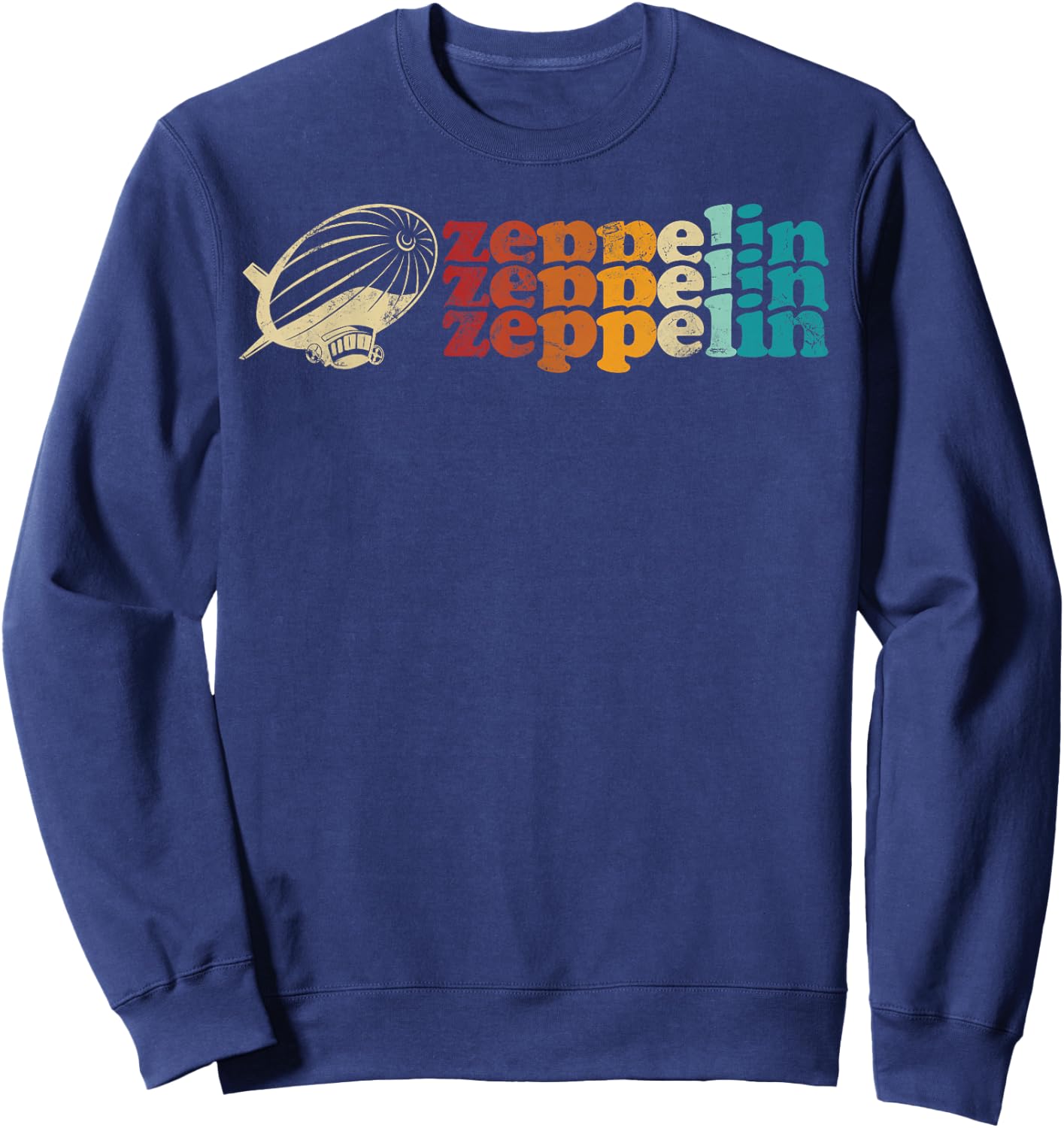 Dirigible Airship Retro Zeppelin 70s 80s Zepelin Zepplin Sweatshirt - Sweatshirt | Navy