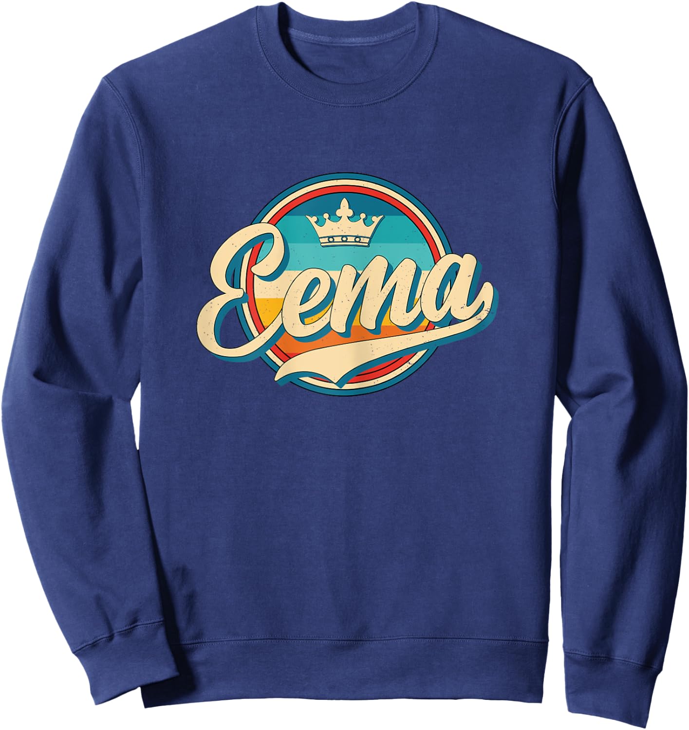 Eema Retro Name Funny Vintage Style Mother Mama Sweatshirt - Sweatshirt | Navy