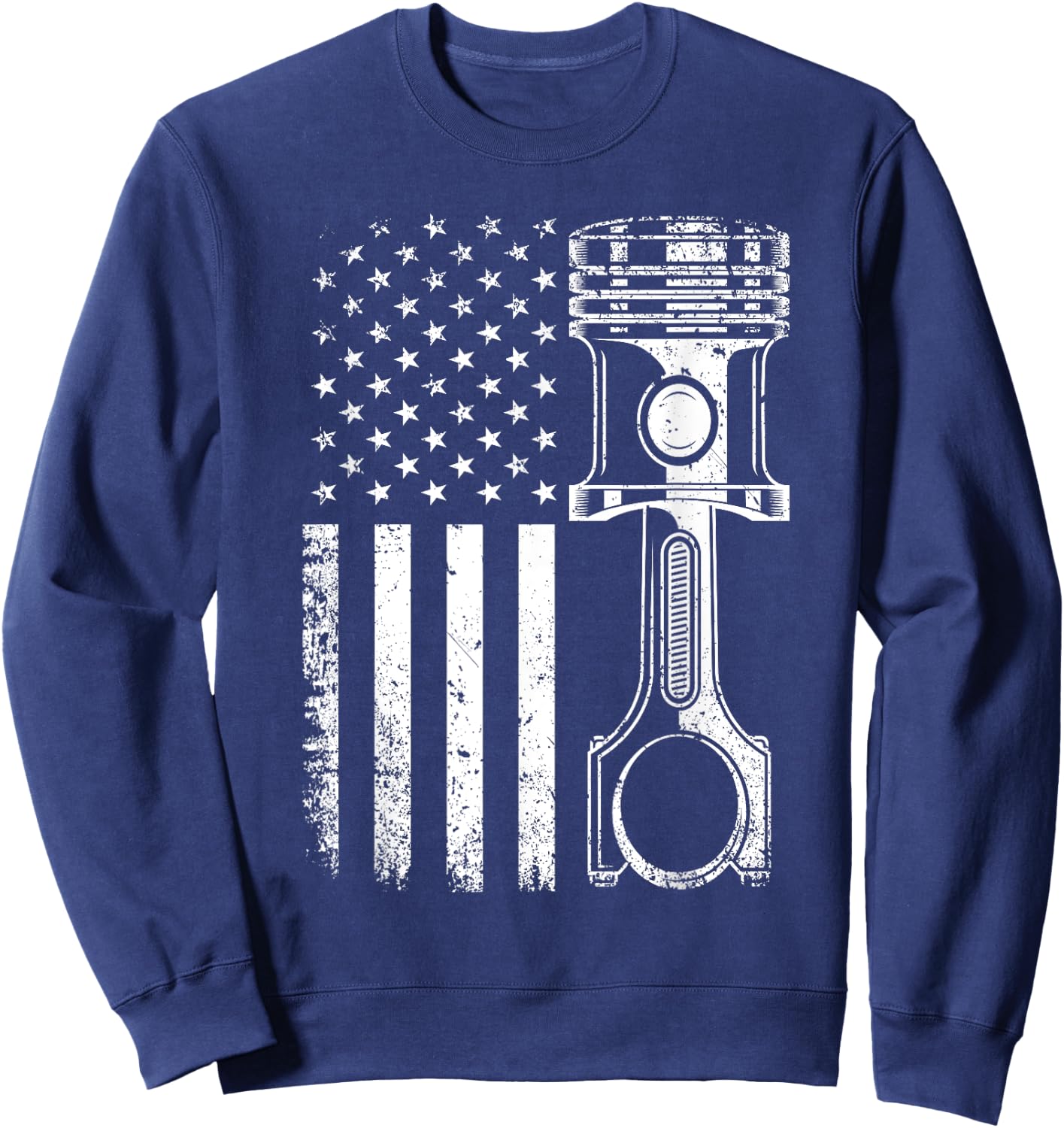 Vintage Mechanic Shirt Men American Flag Piston Mechanic Sweatshirt - Sweatshirt | Navy