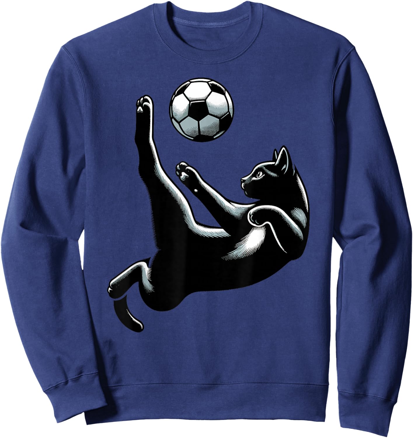 Black Cat Bicycle Kick - Soccer Fans Women Men Kids Sweatshirt - Sweatshirt | Navy