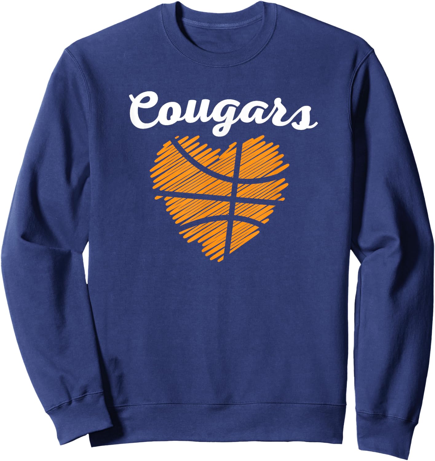 Varsity Blues & Gold Cougars Heart Basketball - -Kids, Black, Small Sweatshirt - Sweatshirt | Navy
