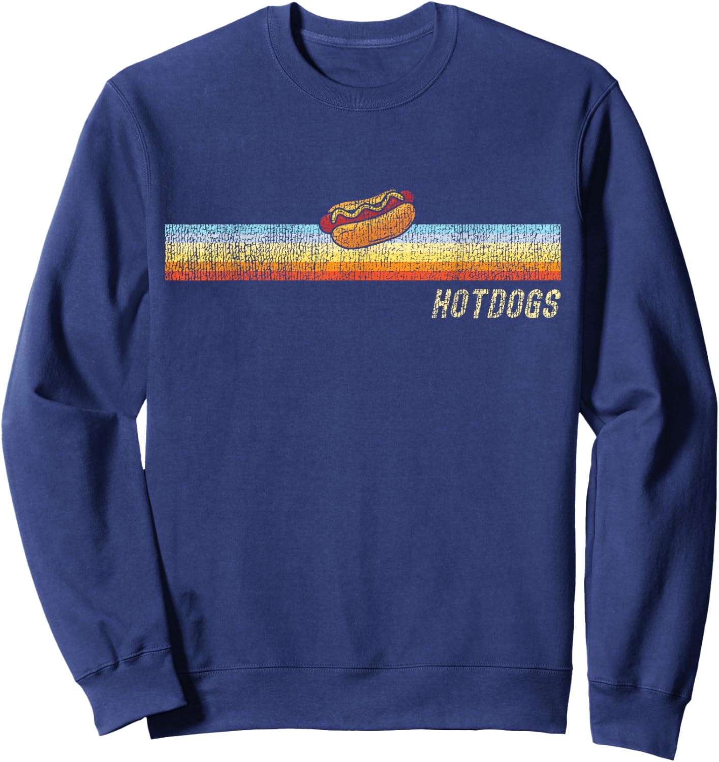 Hot Dog Adult Retro Vintage Hot Dog Sweatshirt - Sweatshirt | Navy