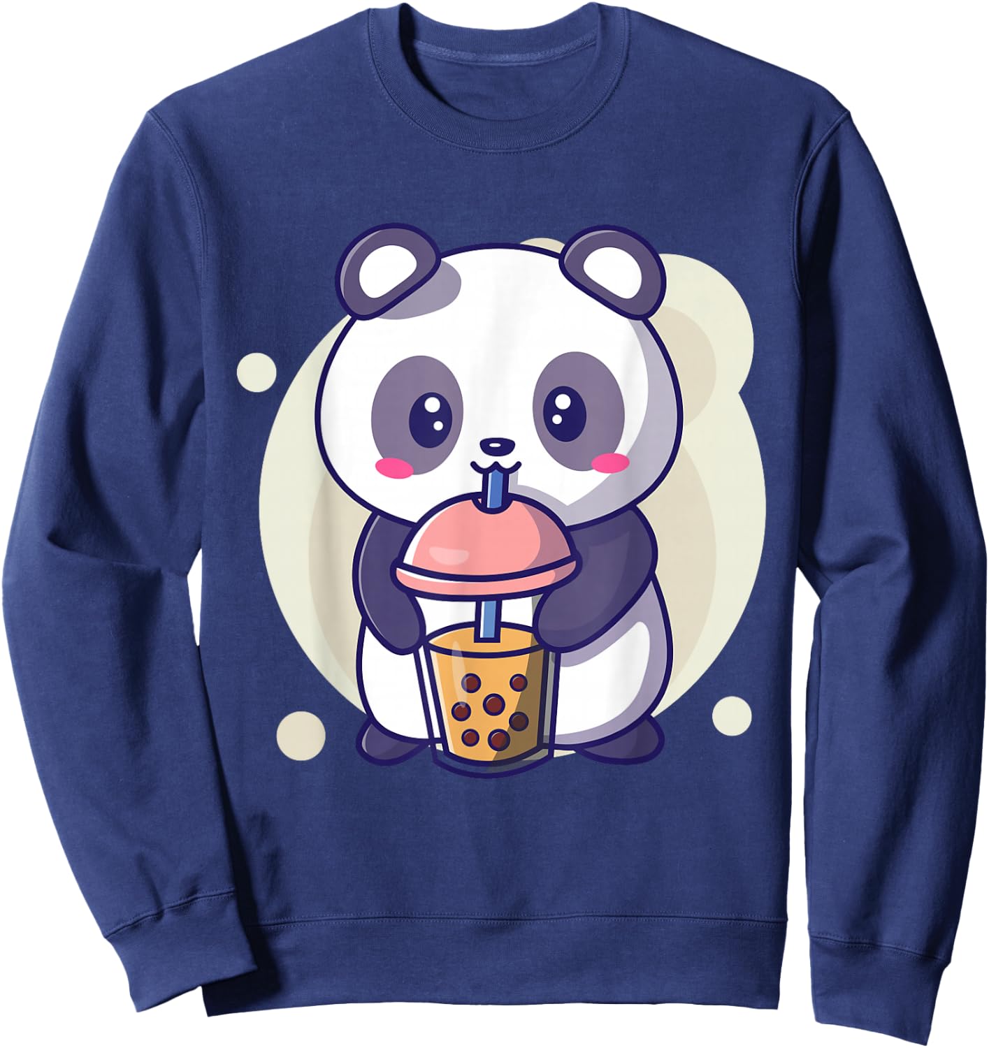 Cute Kawaii Panda Drinks Boba Bubble Tea Kawaii Aesthetic Sweatshirt - Sweatshirt | Navy