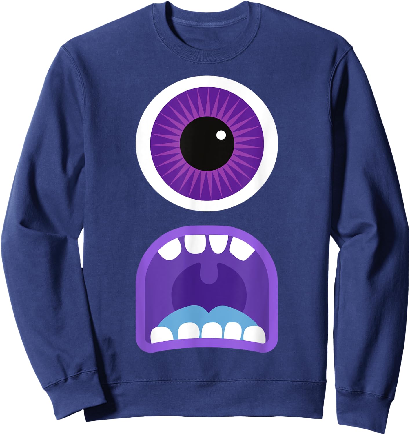 Cute Monster Face Costume Men's Women's Halloween Sweatshirt - Sweatshirt | Navy