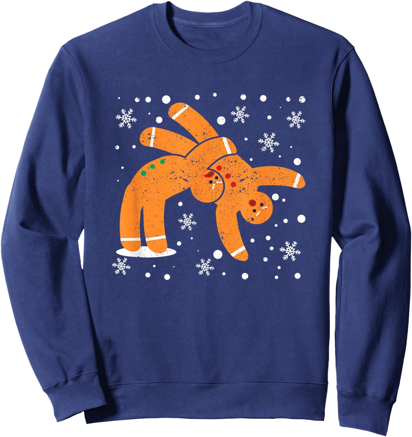 Gingerbread Man Cookies Christmas Funny Fighting Wrestling Sweatshirt - Sweatshirt | Navy