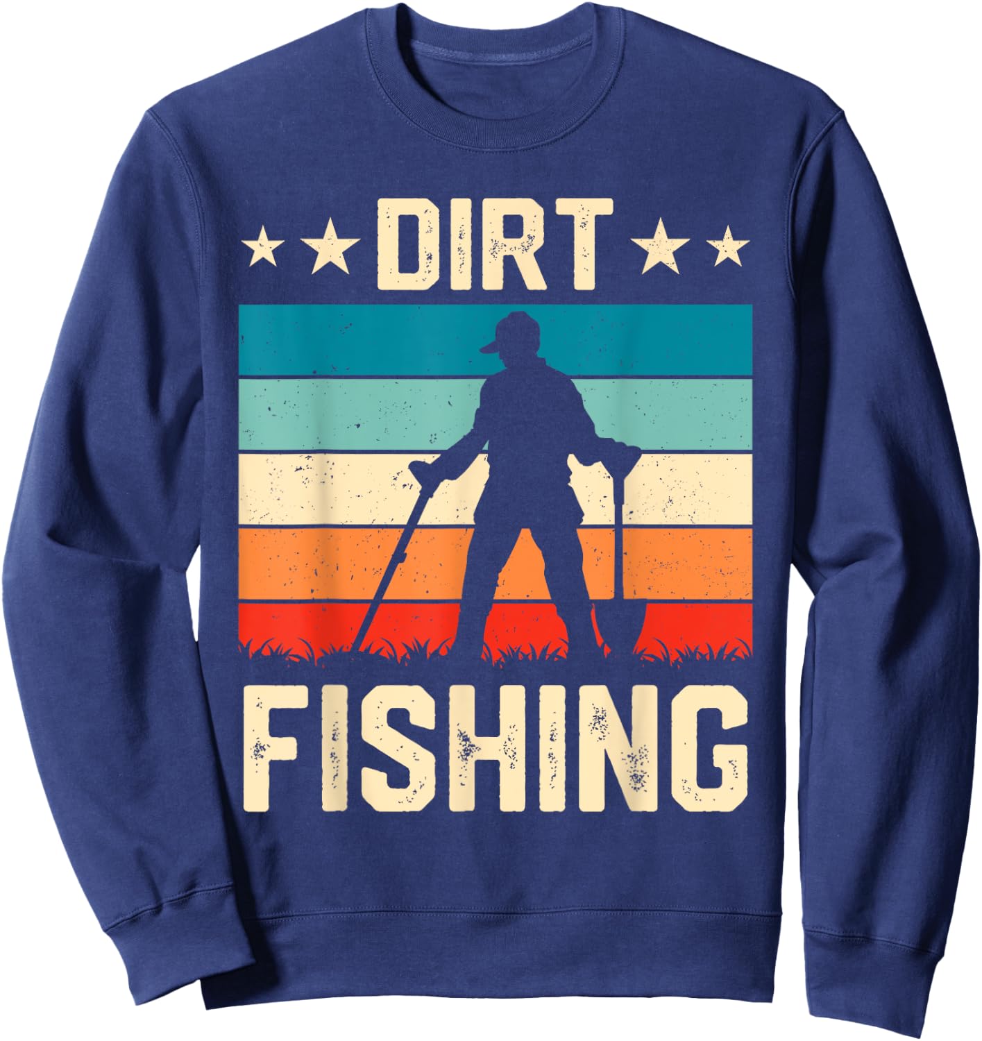 Retro Dirt Fishing Men Metal Detecting Vintage Sweatshirt - Sweatshirt | Navy