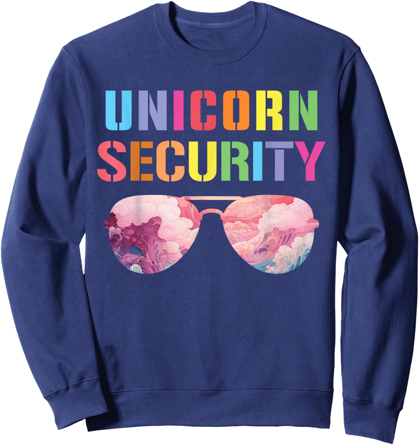 Halloween Dad Mom Daughter Adult Costume, Unicorn Security Sweatshirt - Sweatshirt | Navy